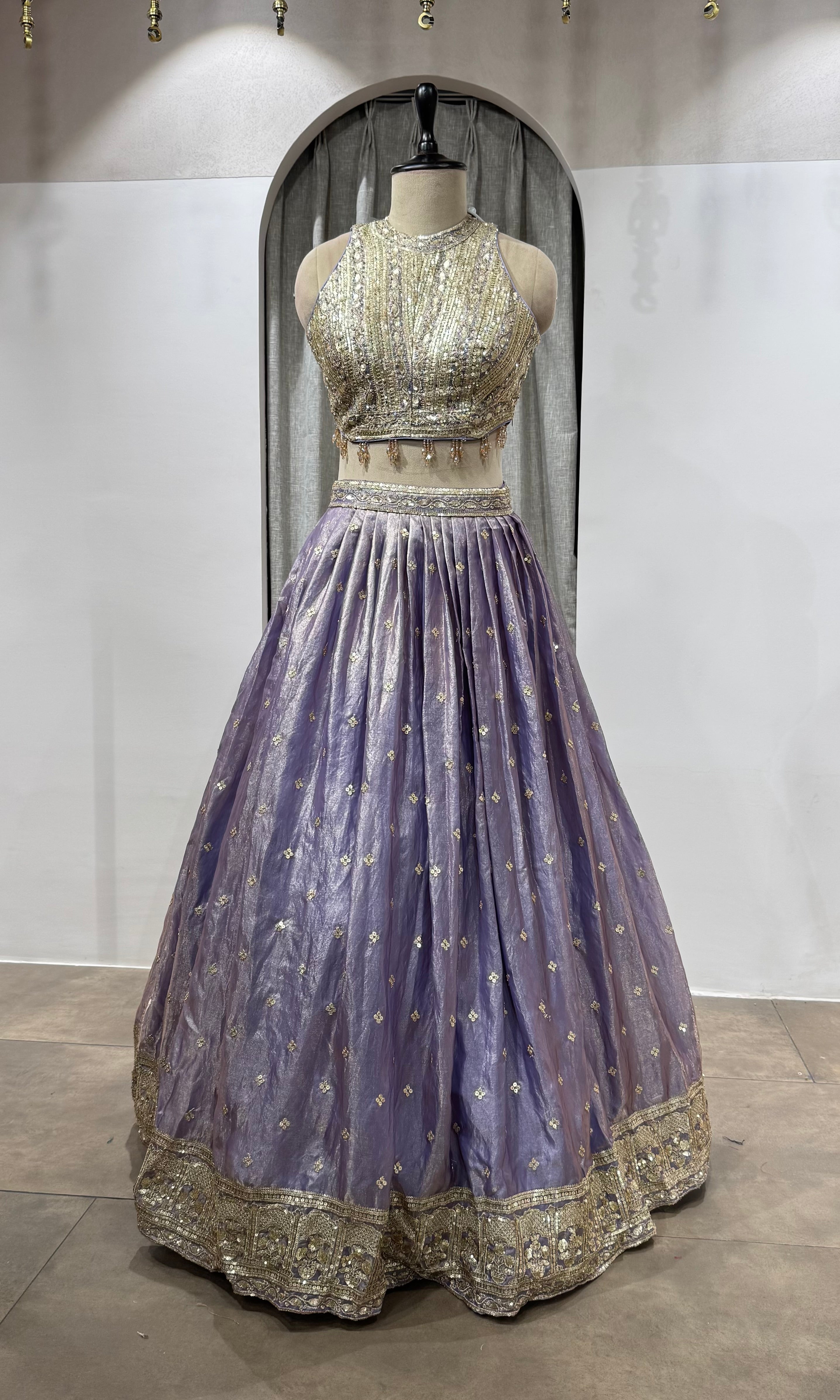 Lavender Zari Tissue Lehenga Set