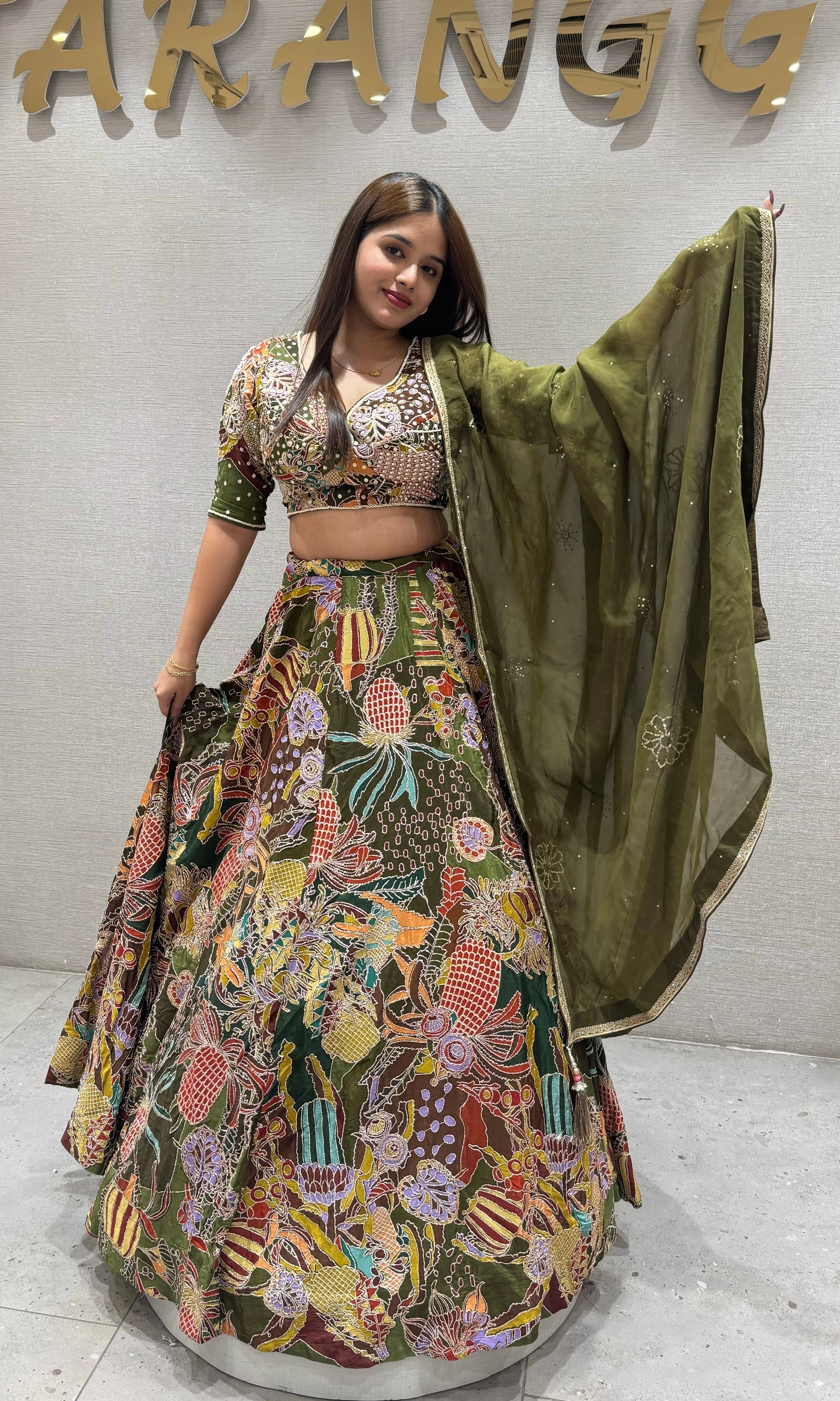 Multi crop top with lehenga