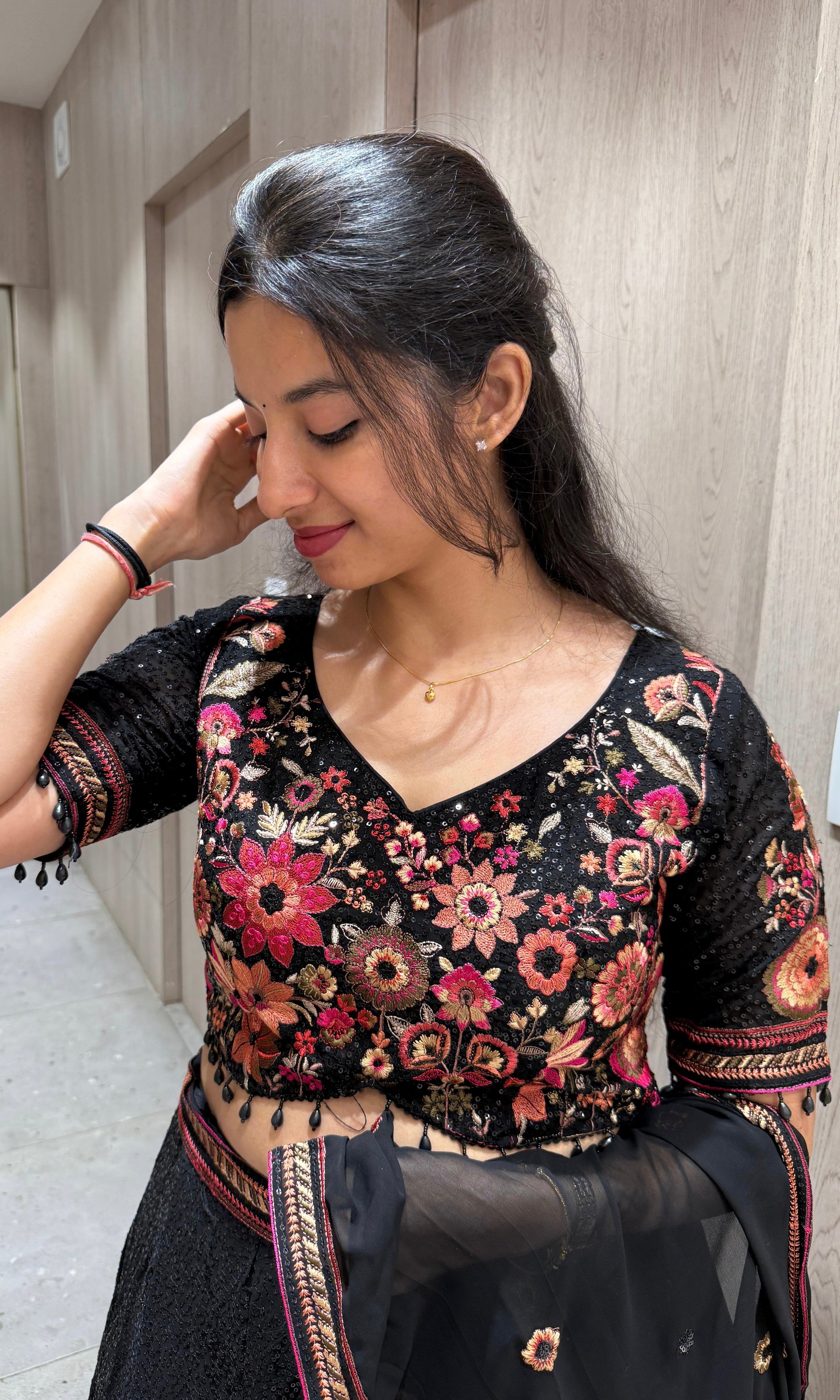 Black sequence Lehenga