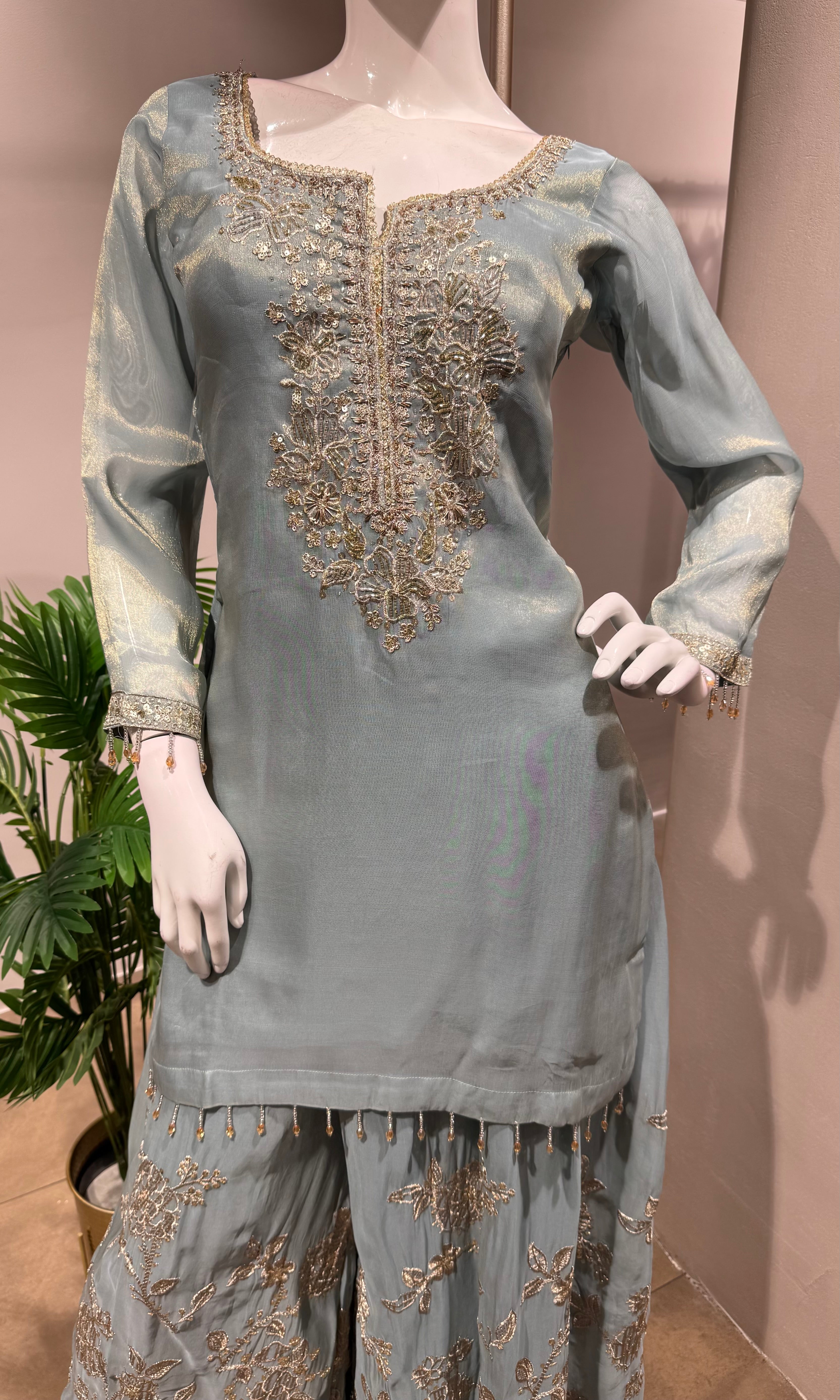 BLUE GOLDEN EMBROIDERED Sharara SET