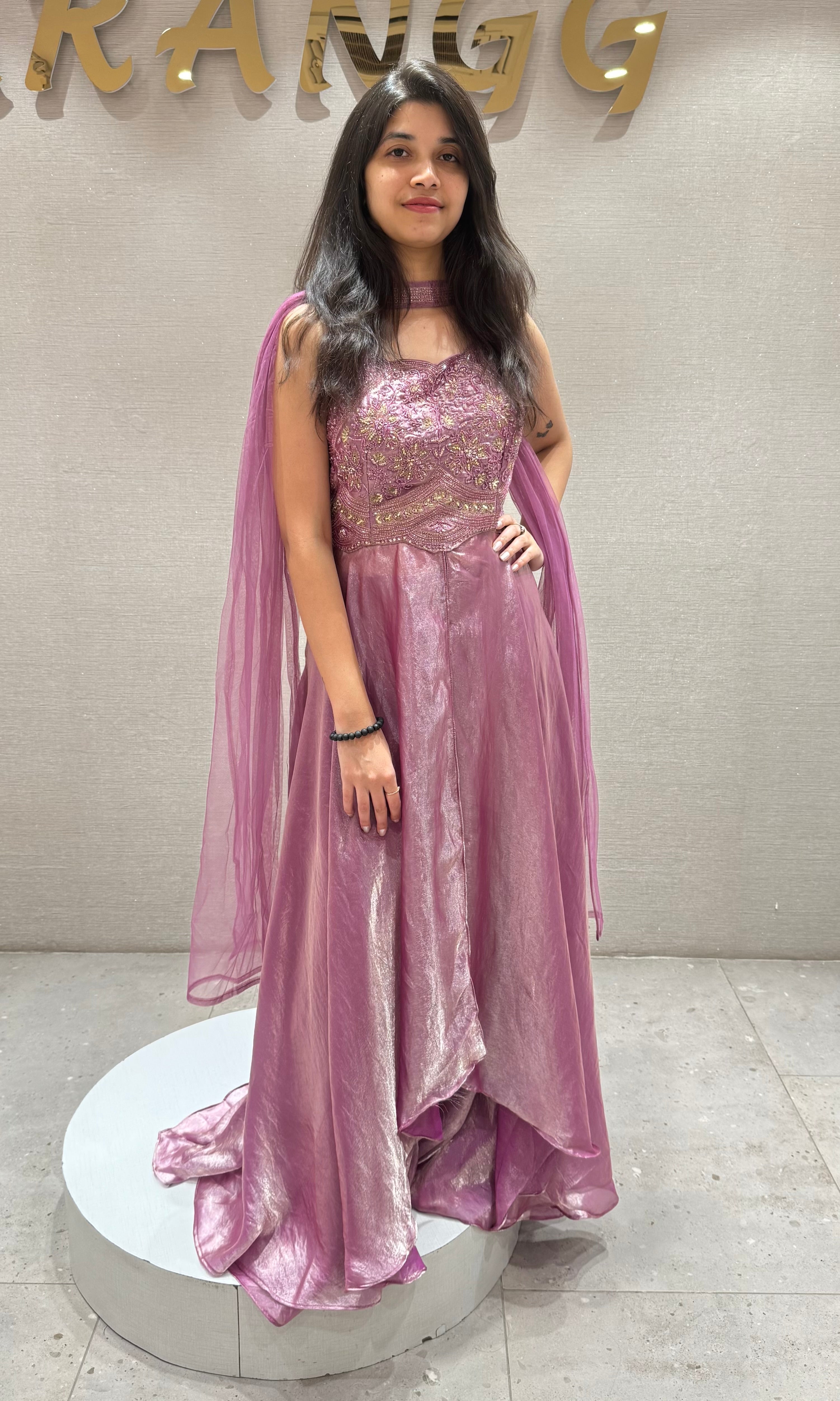 Onion pink LONG ANARKALI SET