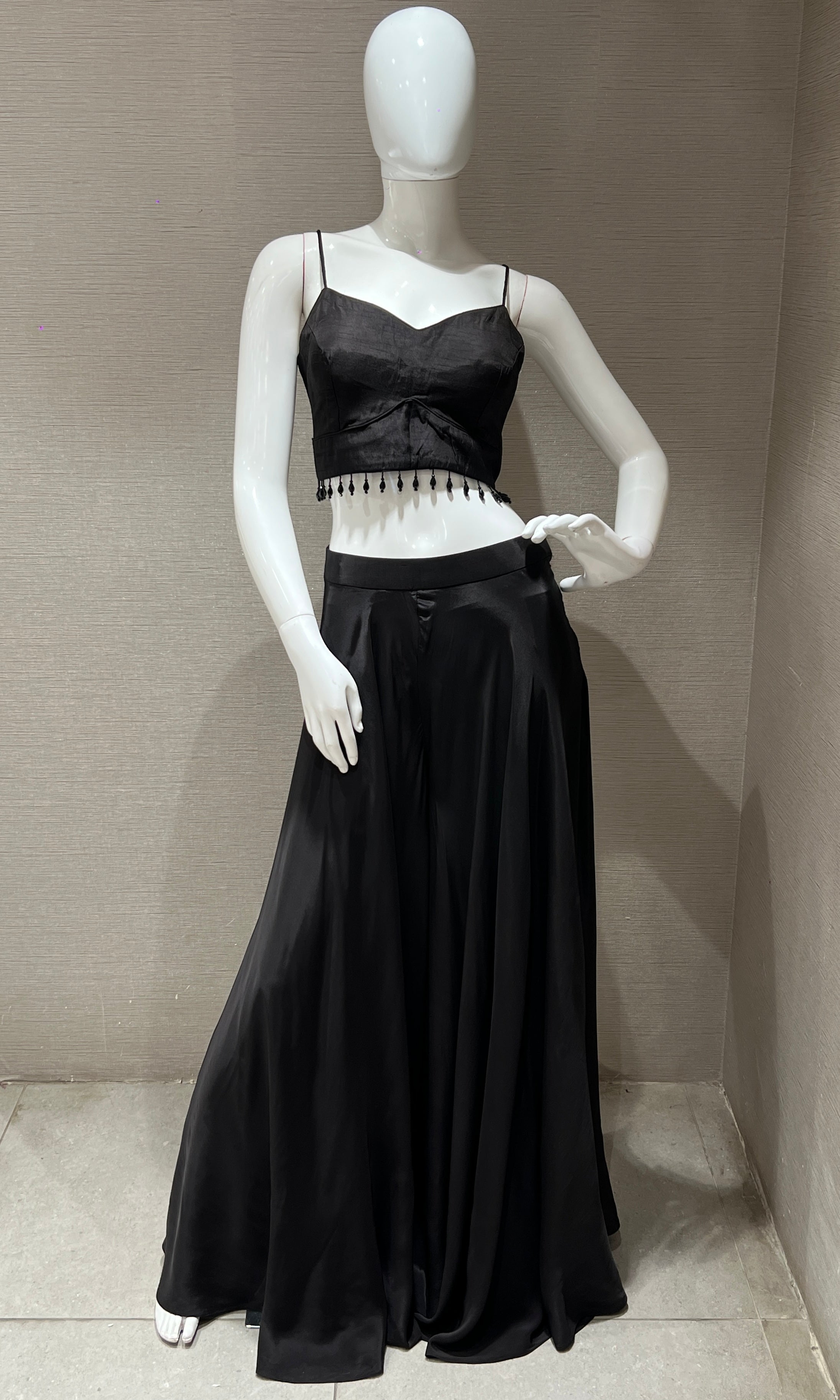 Black Palazzo Set with Embellished Jacket