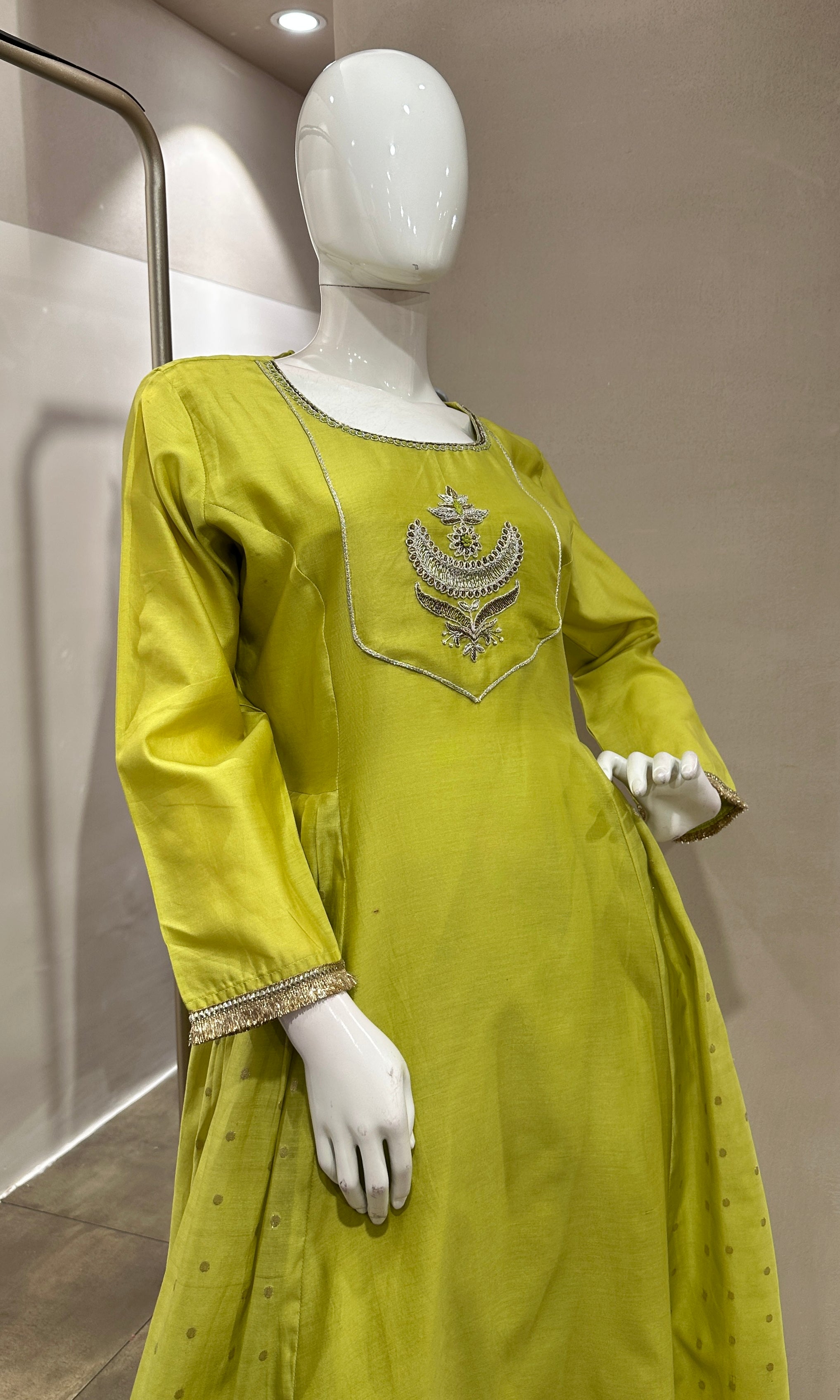 Green EMBROIDERED ANARAKALI SET