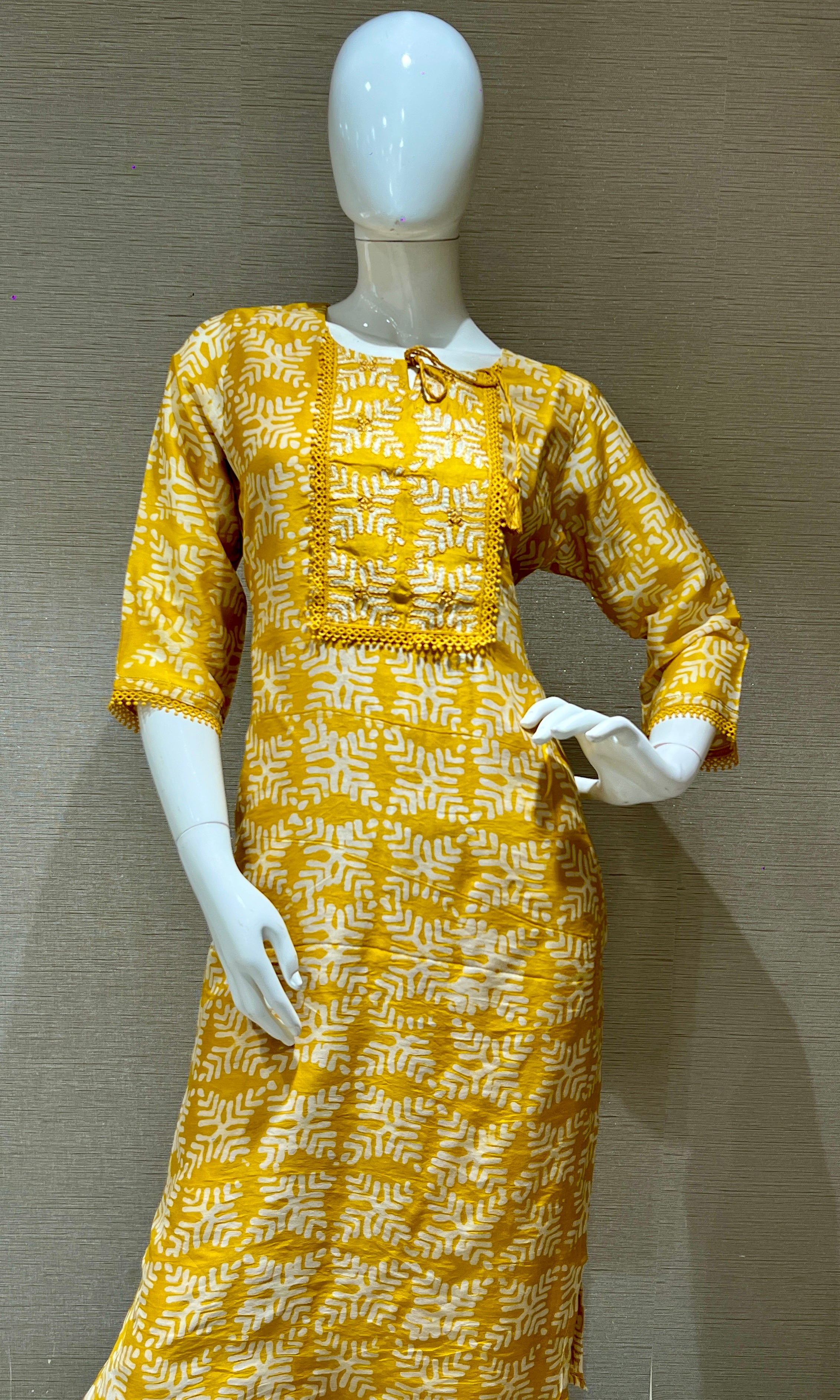 Yellow Printed Kurta Set with Dupatta