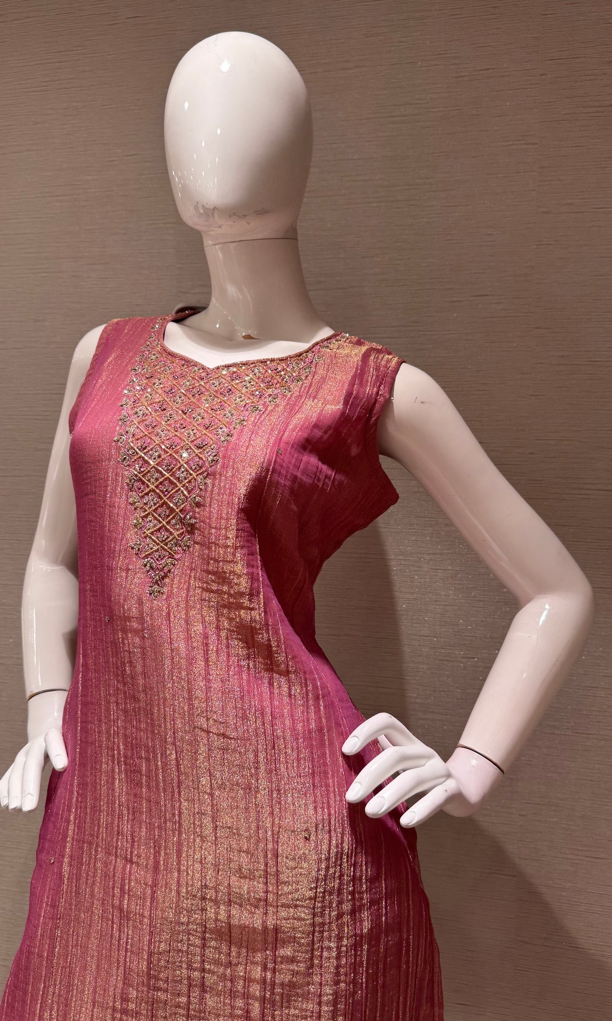 Wine Tissue Silk Ethnic Kurta Set with Dupatta