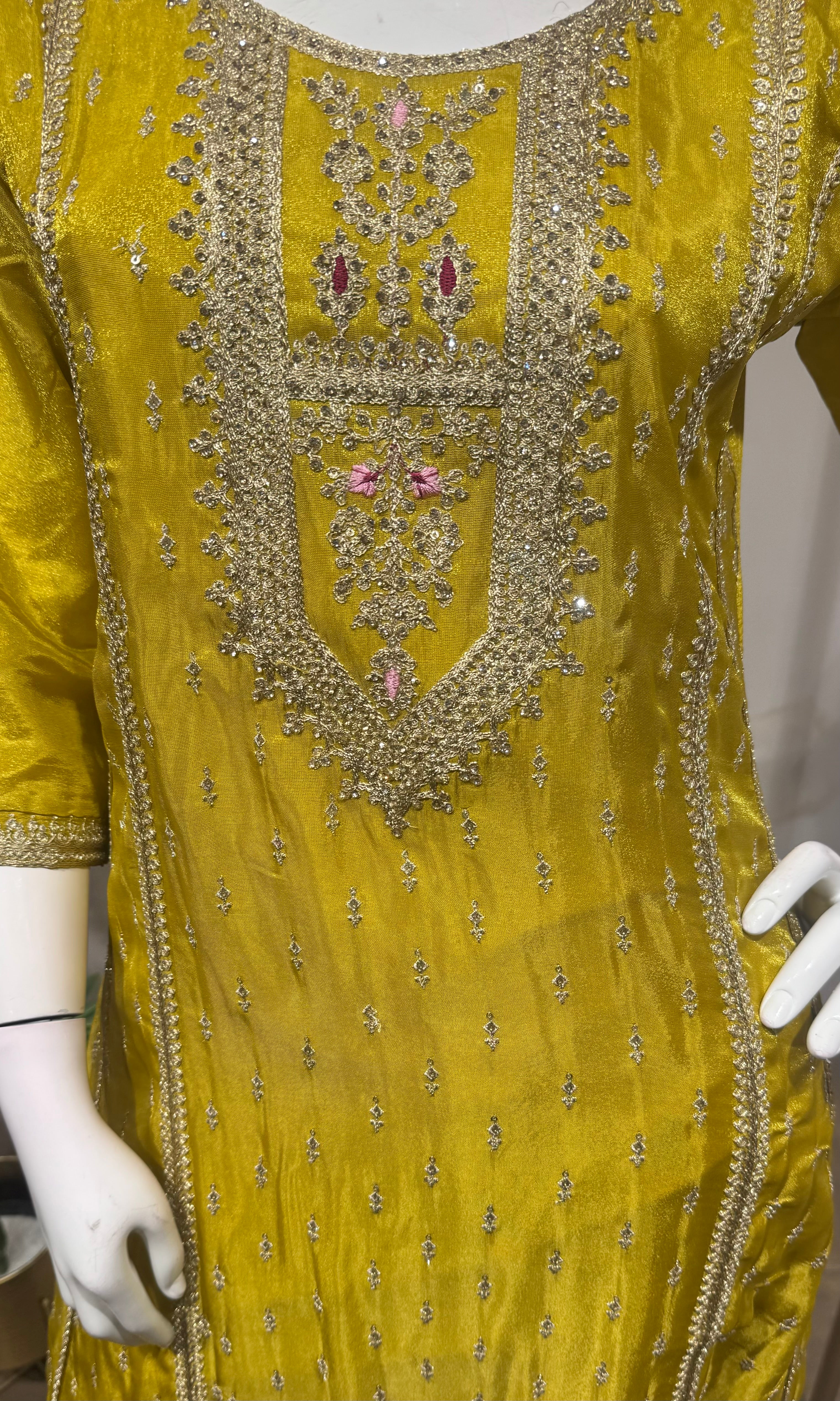 Yellow Regal Gold Zari Silk KURTA SET