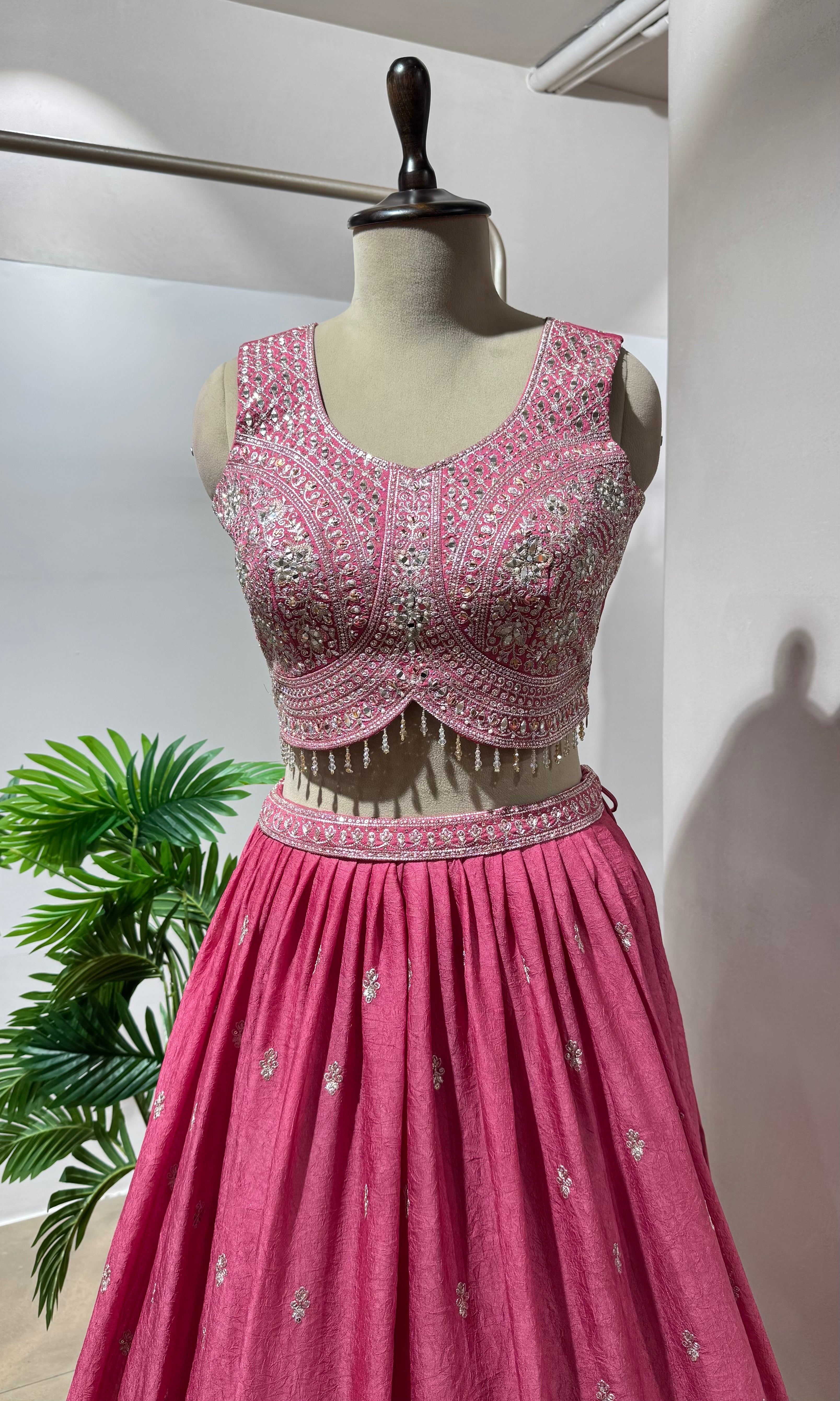 Onion pink EMBROIDERED LEHENGA SET