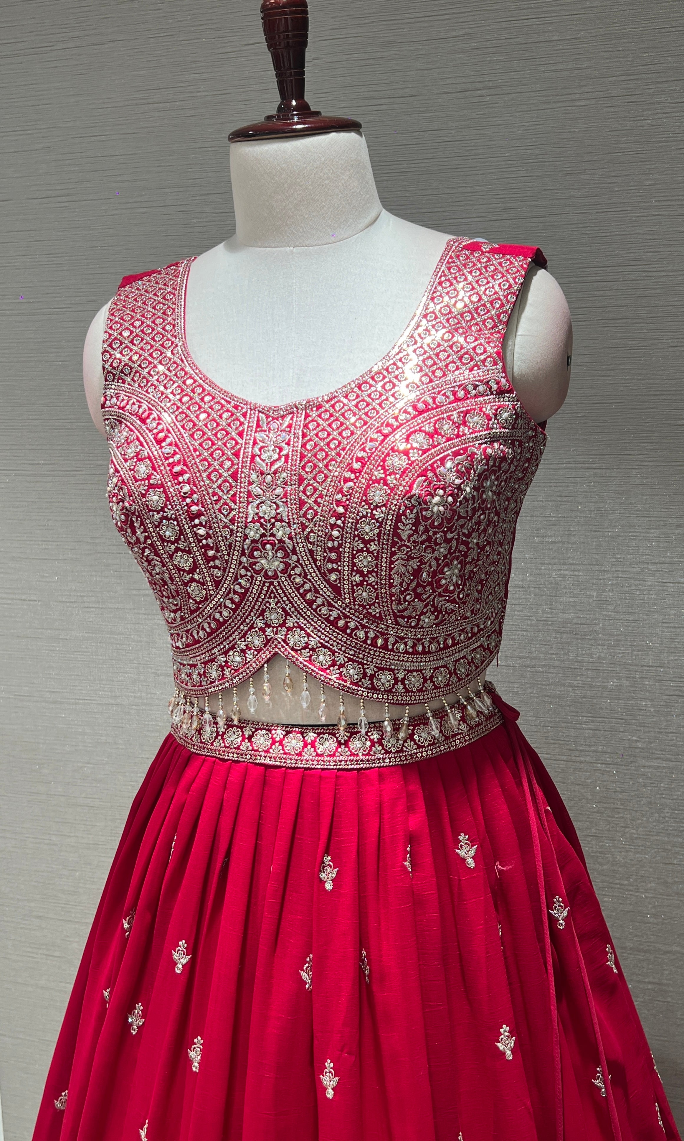 Pink Heavy Mirror Embroidered Lehenga