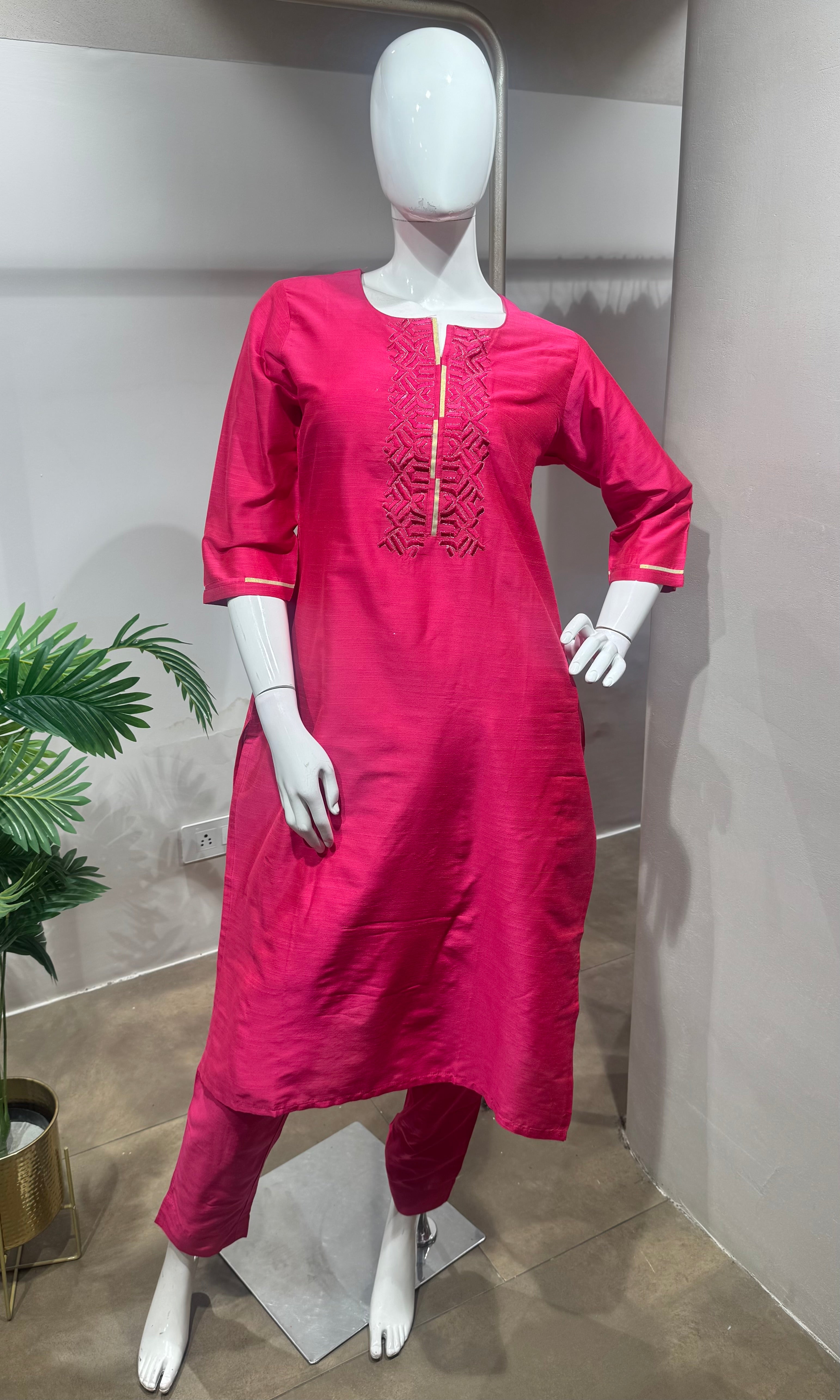 Pink Embroidered Kurta Set with Dupatta