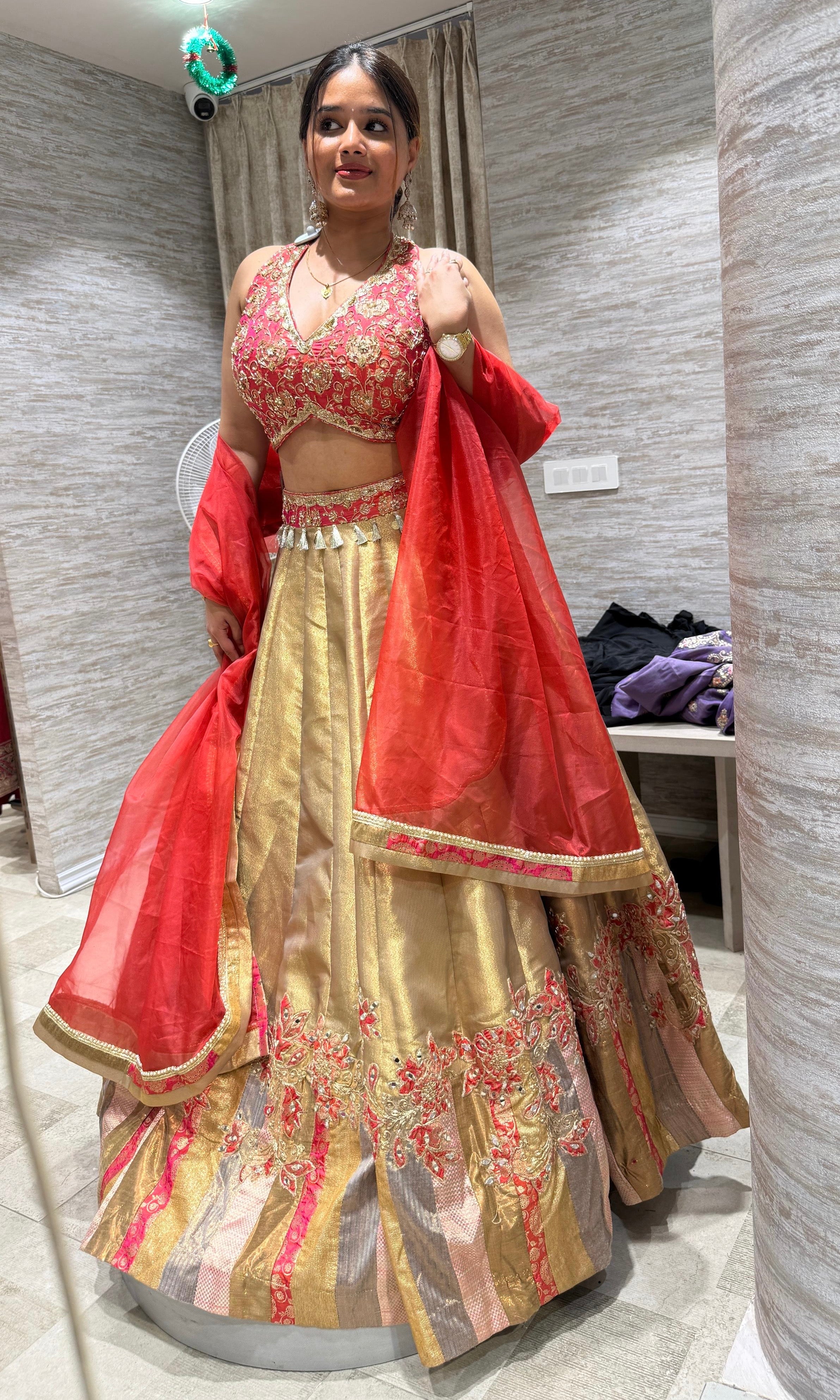 PINK and gold intricate embroiderY lehenga