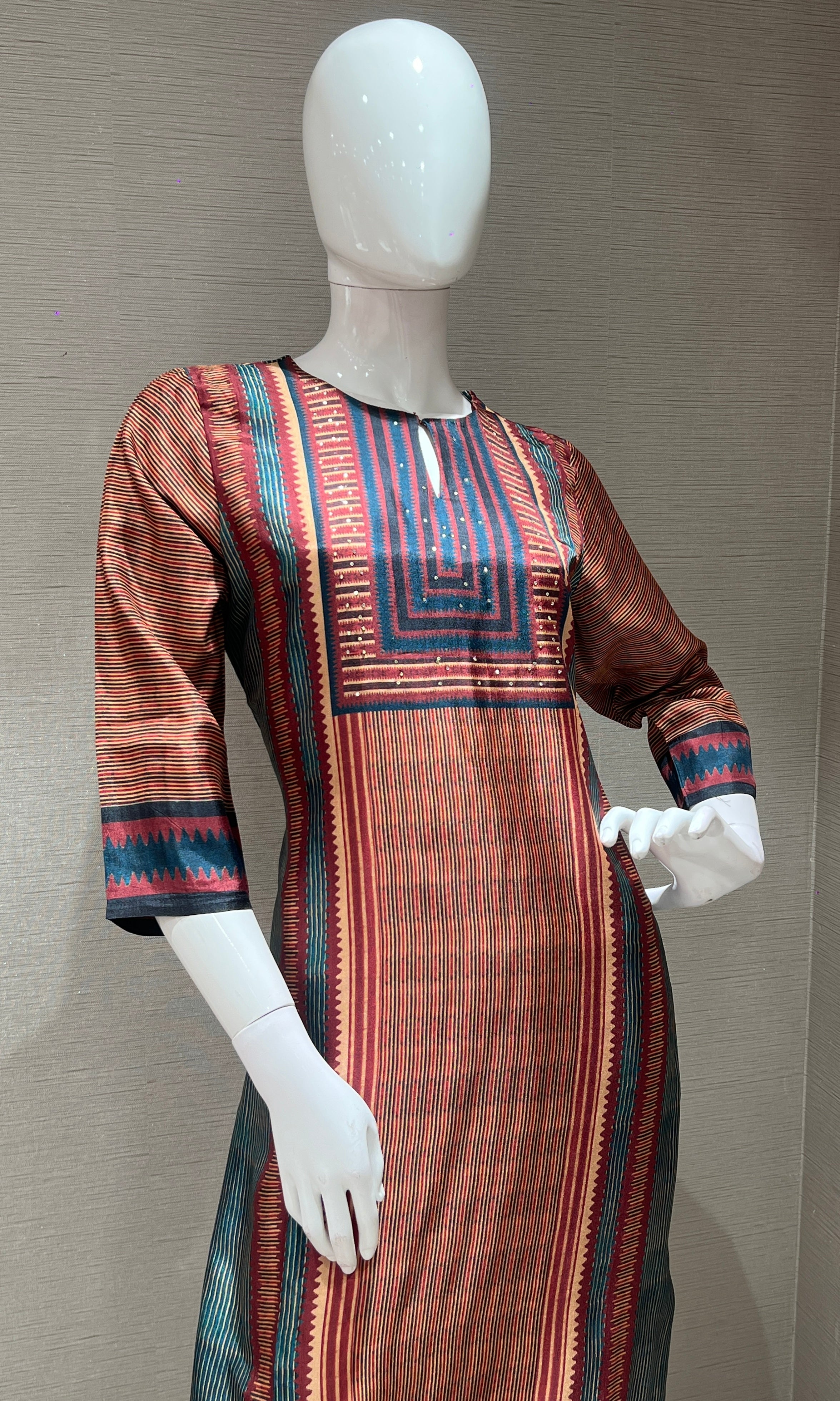 multi printed kurta with dupatta