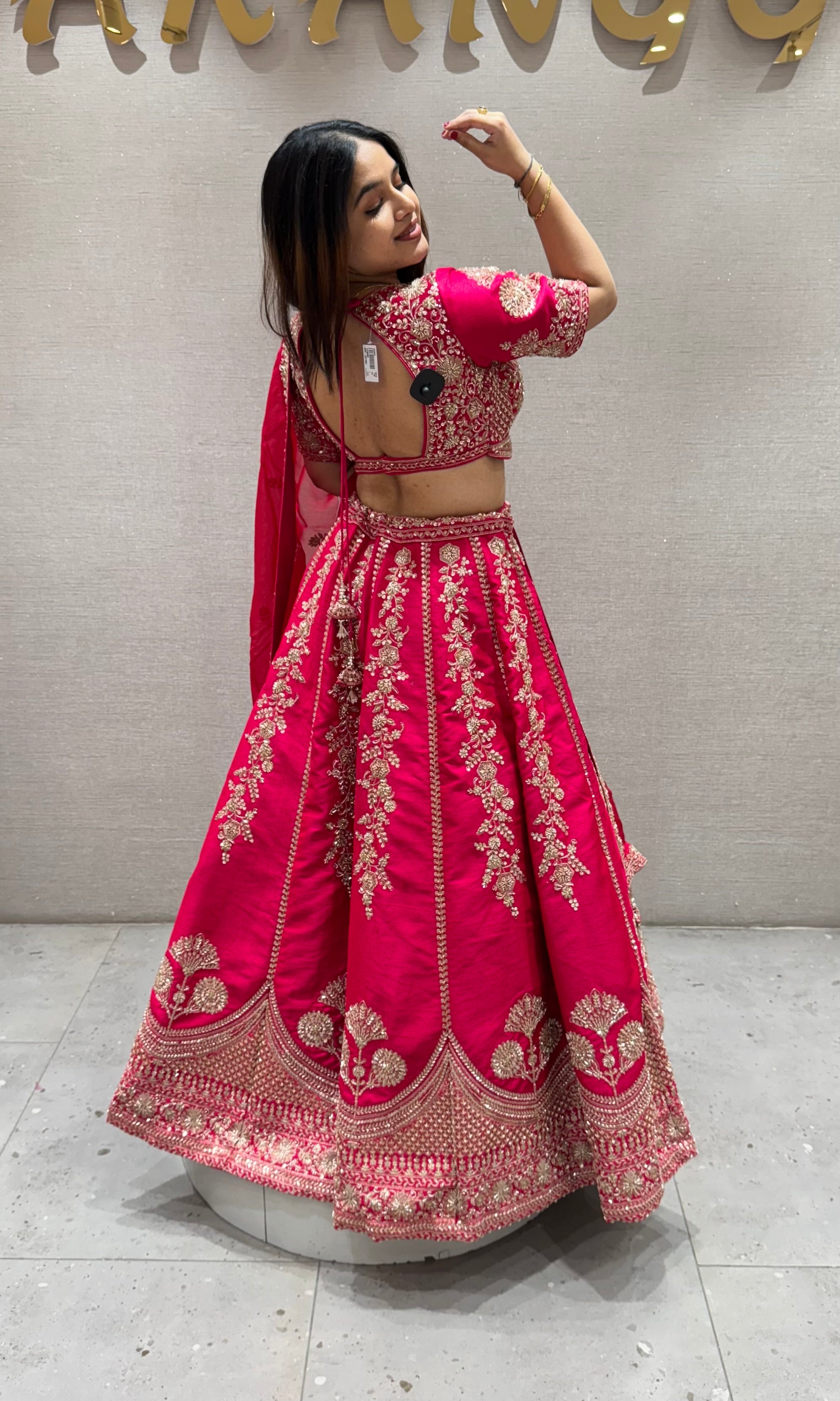 Rani pink FLORAL EMBROIDERED Lehenga