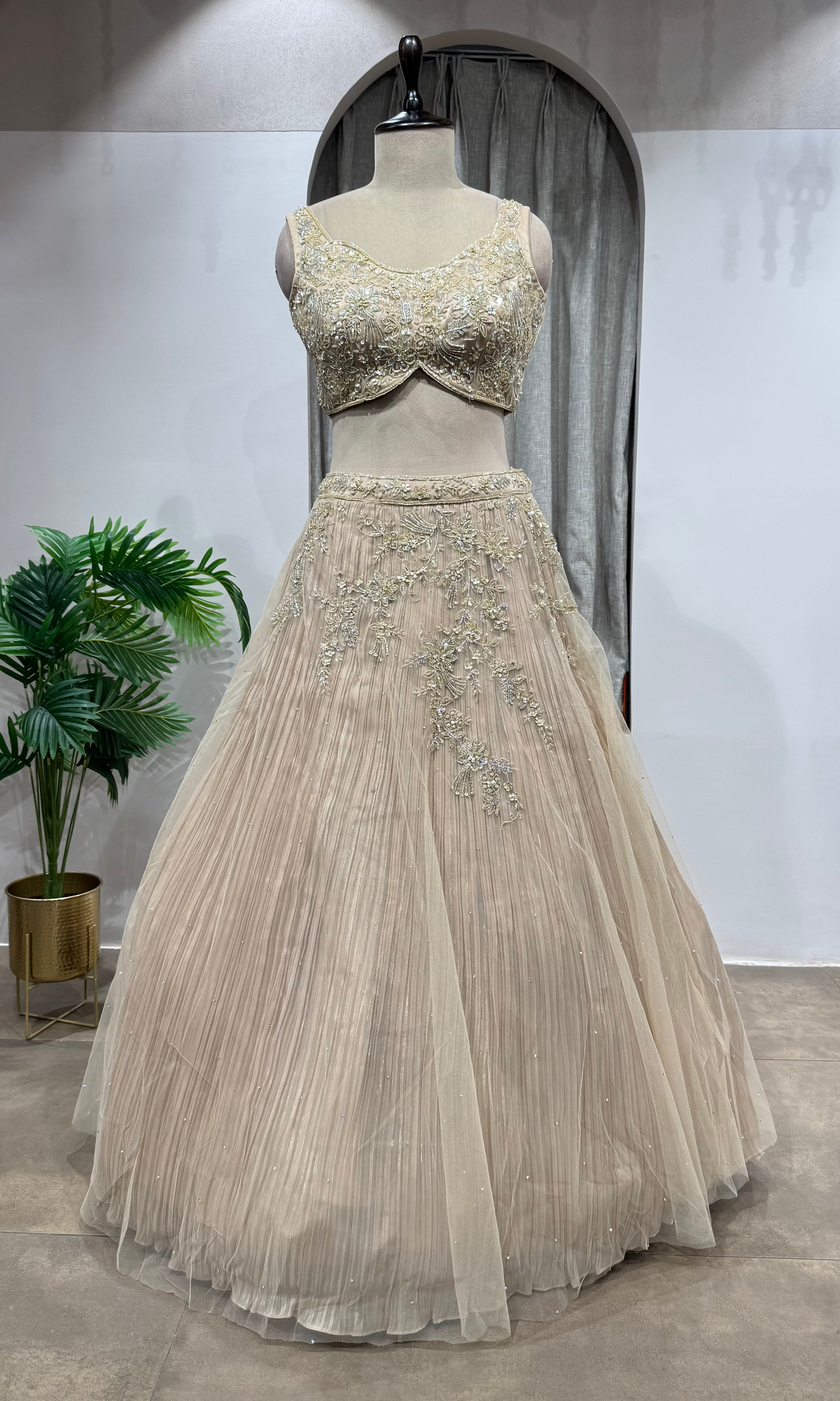 GOLD pleated Embroidered lehenga choli