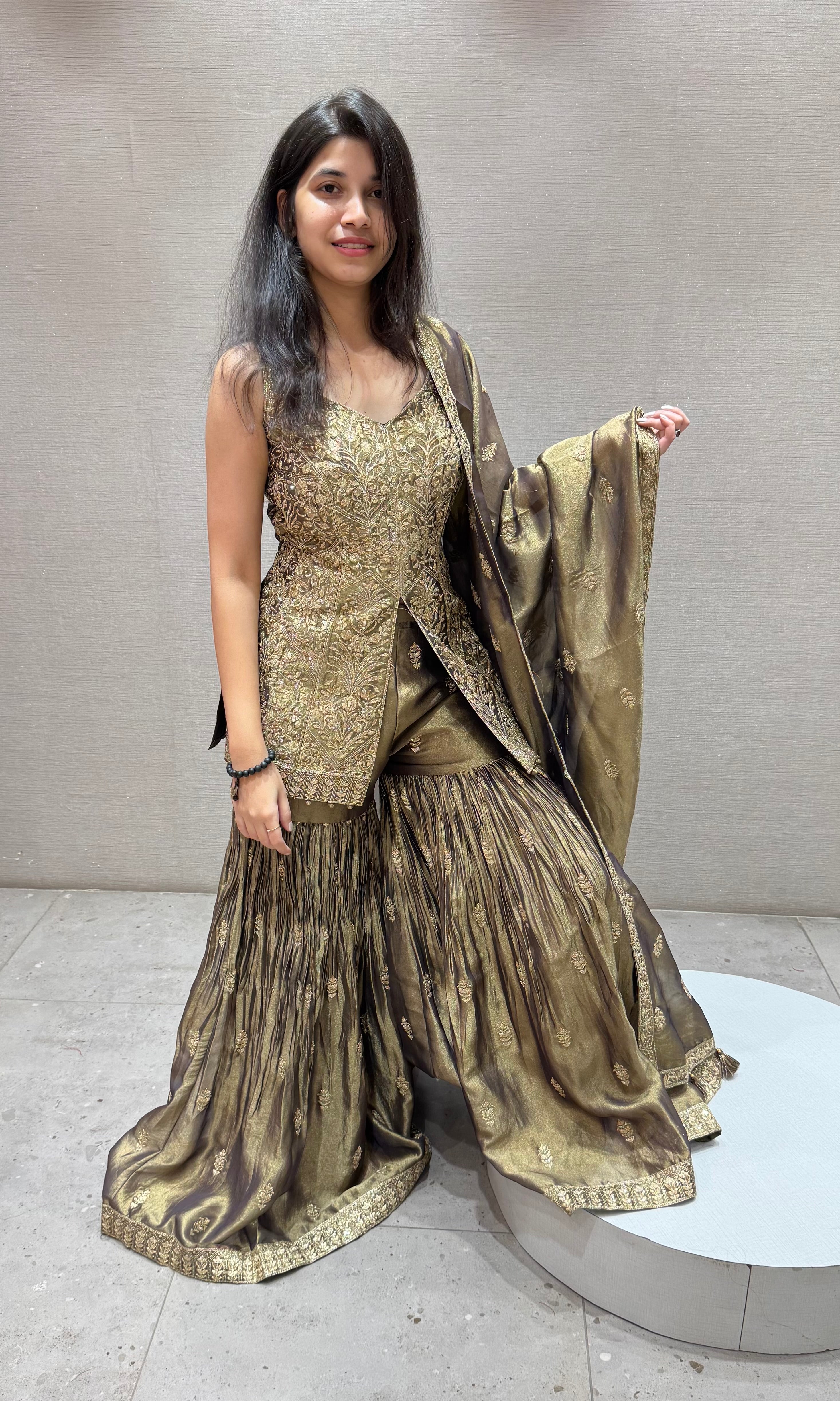 COPPER GOLD SHARARA SET