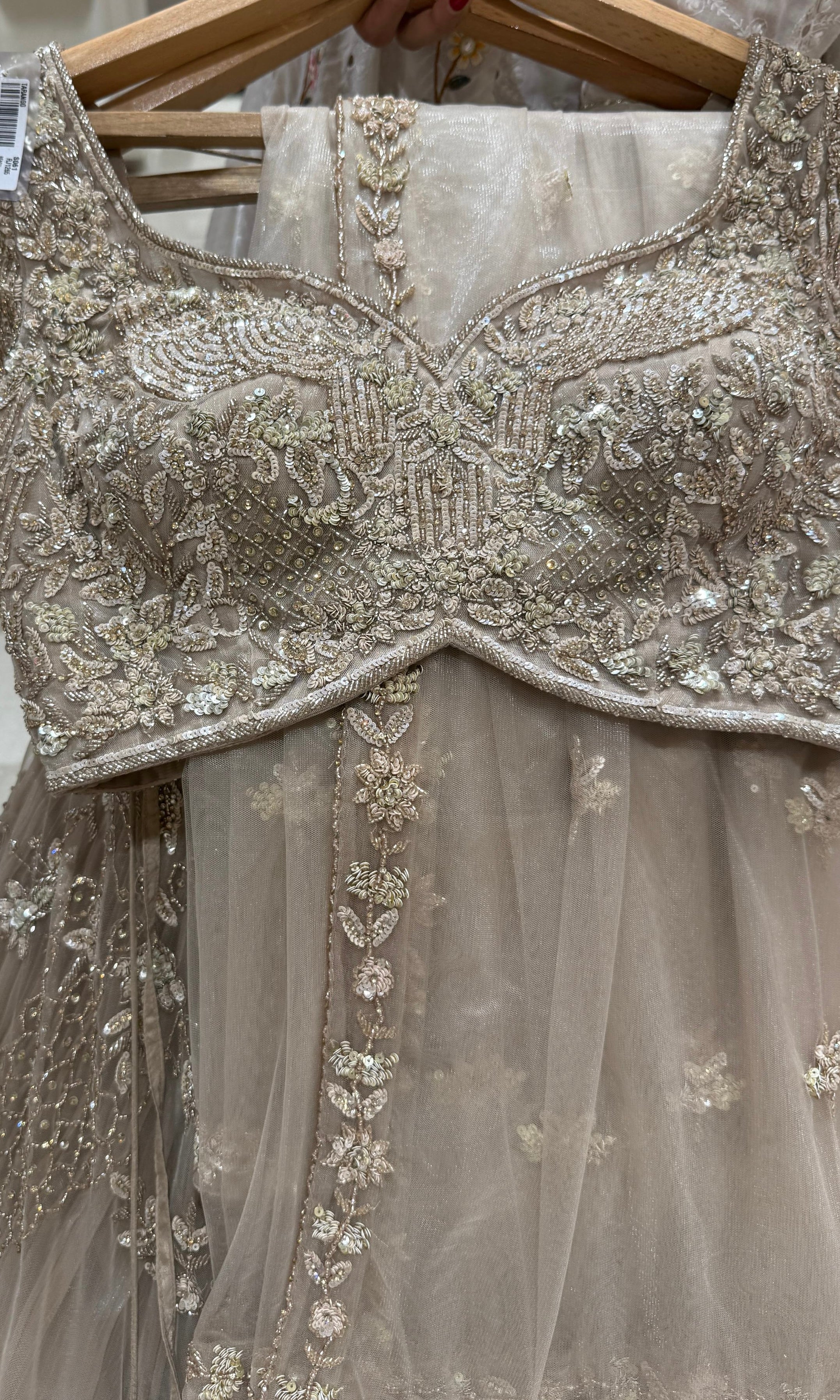 Elegant Beige Embroidered Lehenga