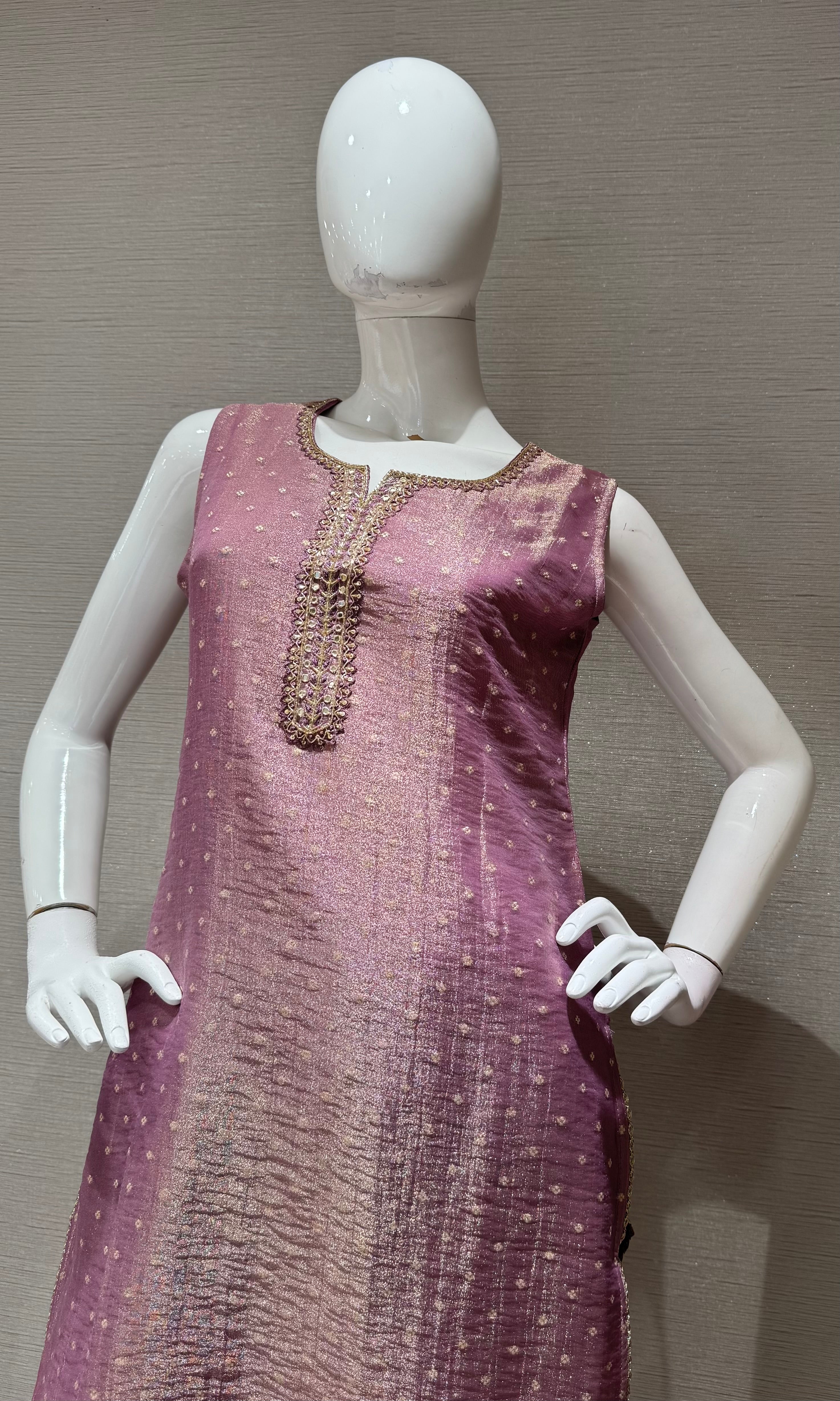 Lilac Shimmer golden ethnic kurta set