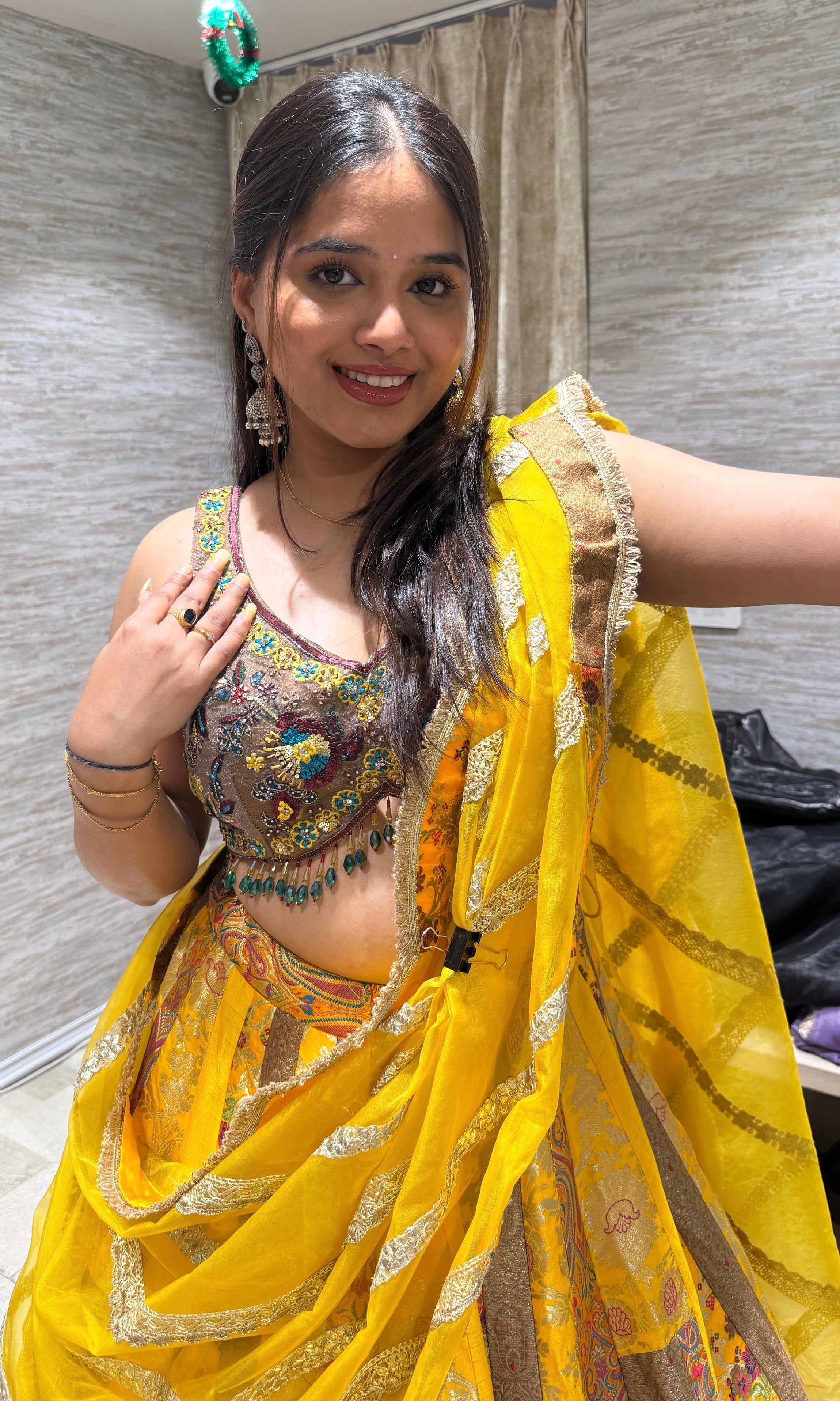 Mustard yellow EMBROIDERED Lehenga