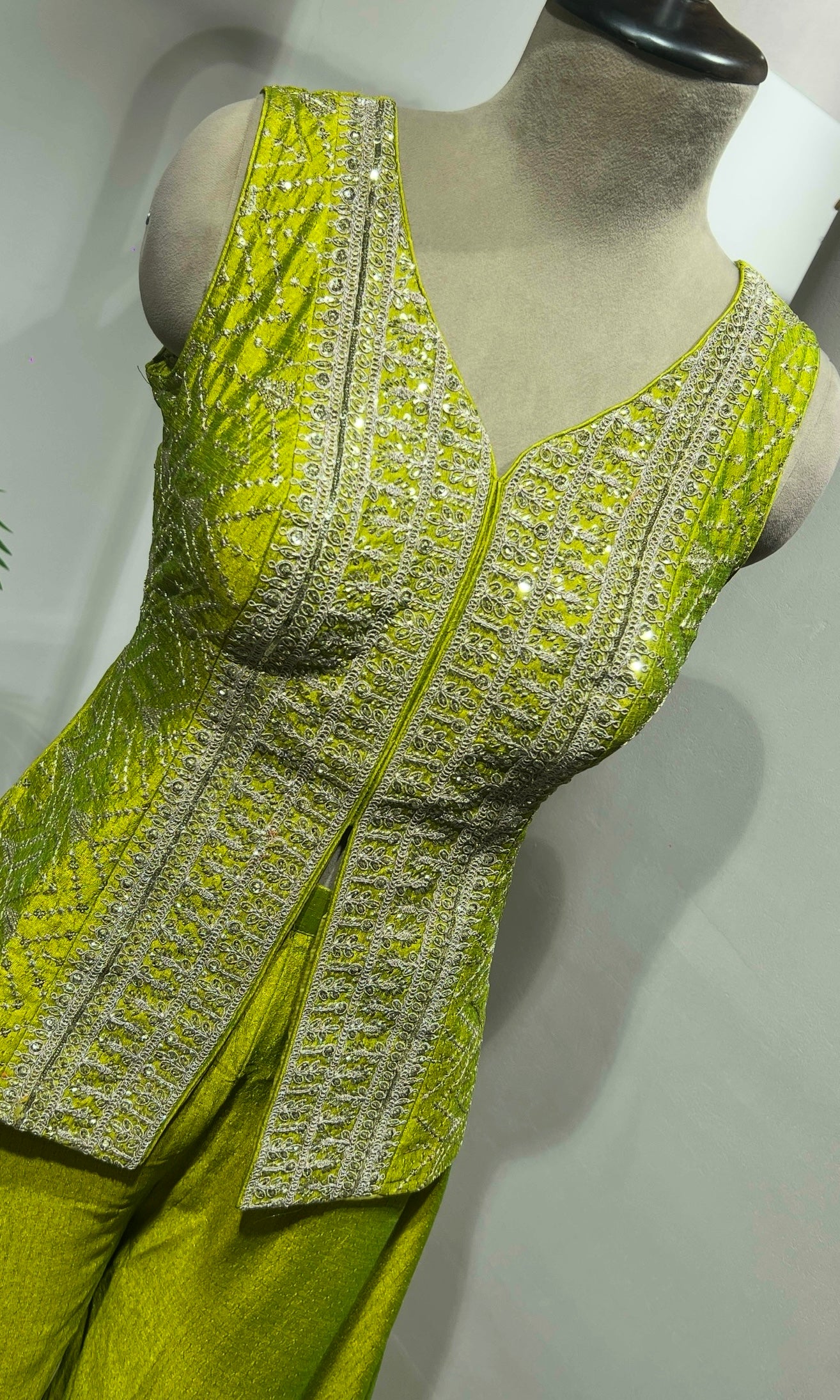 Mehndi Green Embroidered Palazzo Set