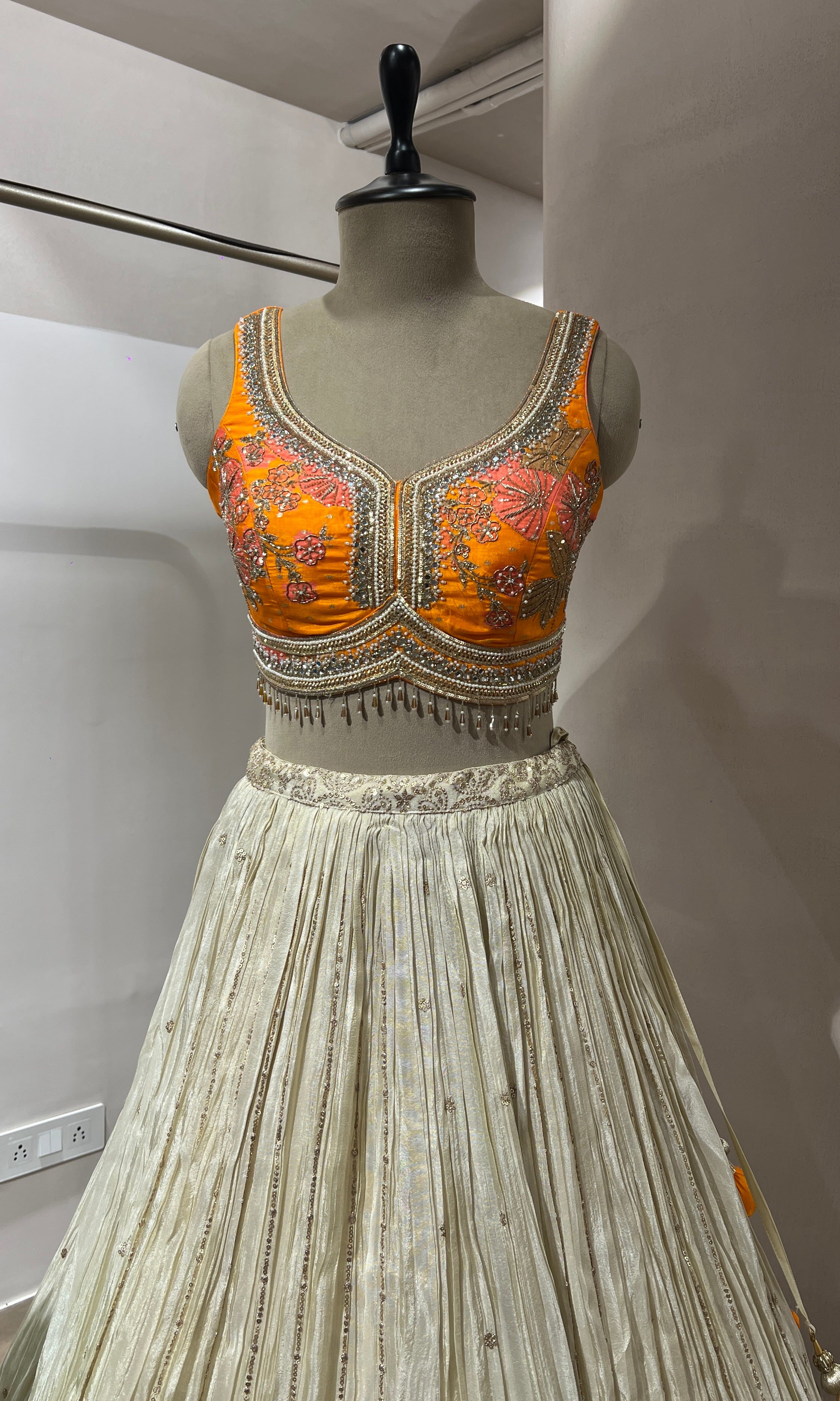 ORANGE EMBELLISHED LEHENGA