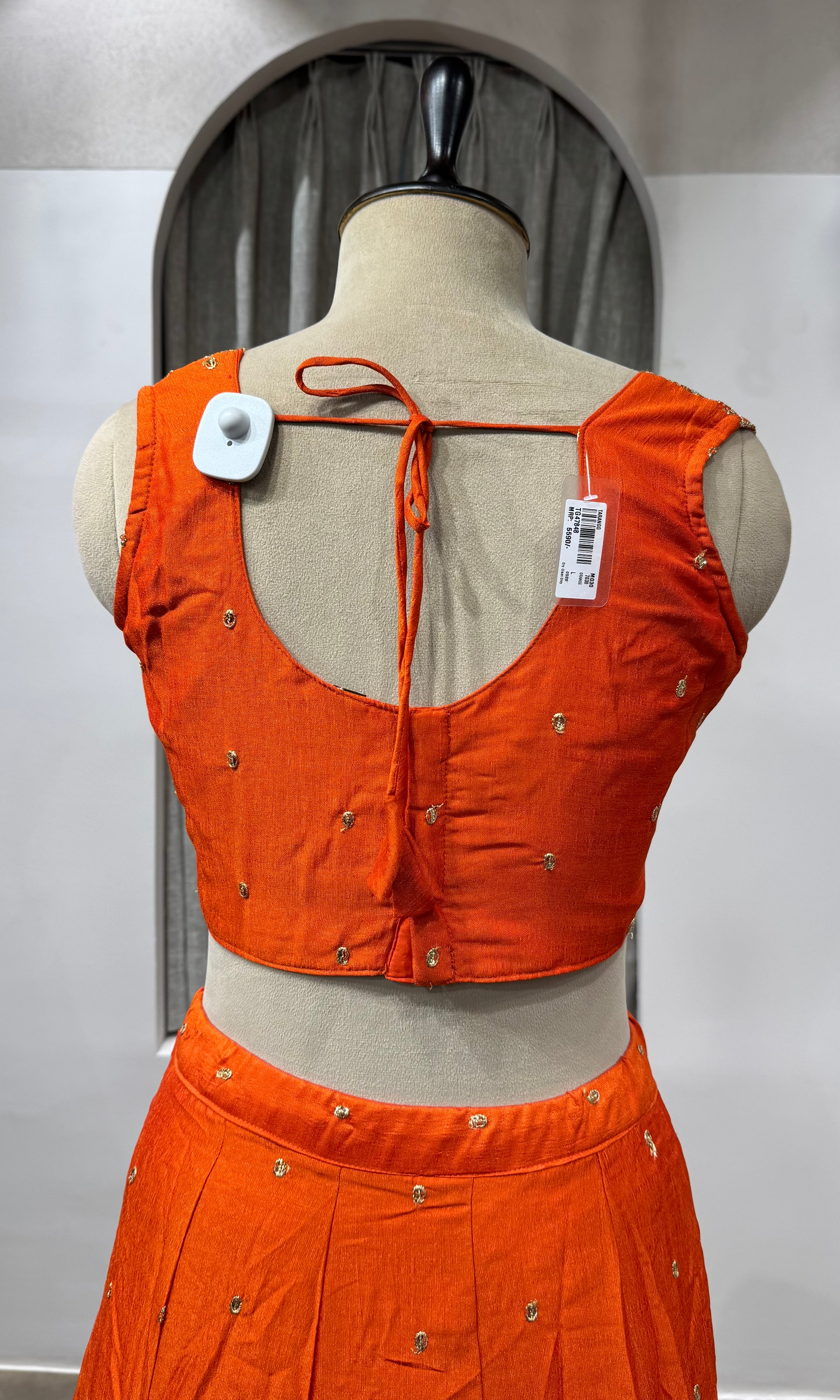 Orange Embroidered Lehenga with Dupatta
