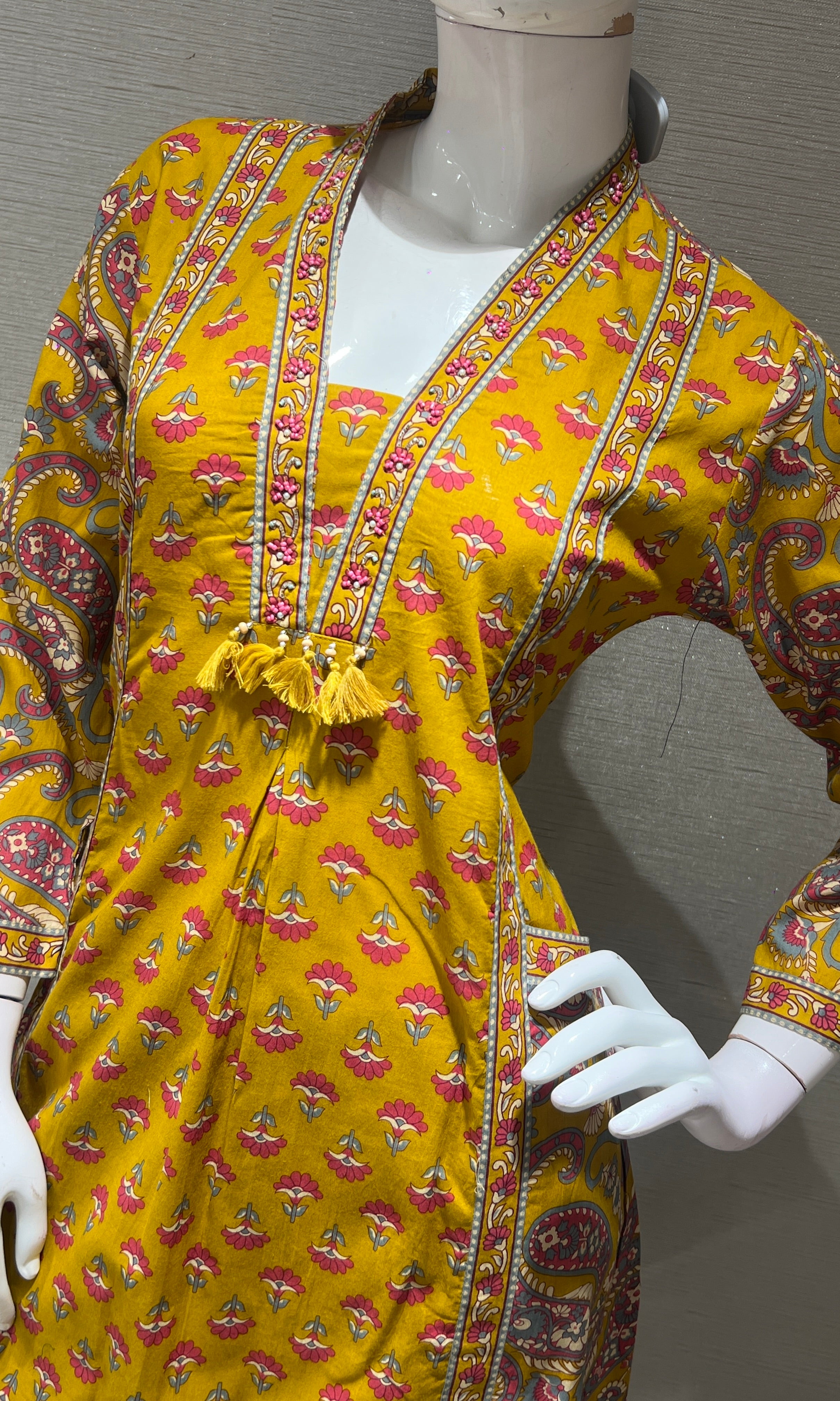 Mustard yellow KURTA SET WITH PALAZZO PANTS