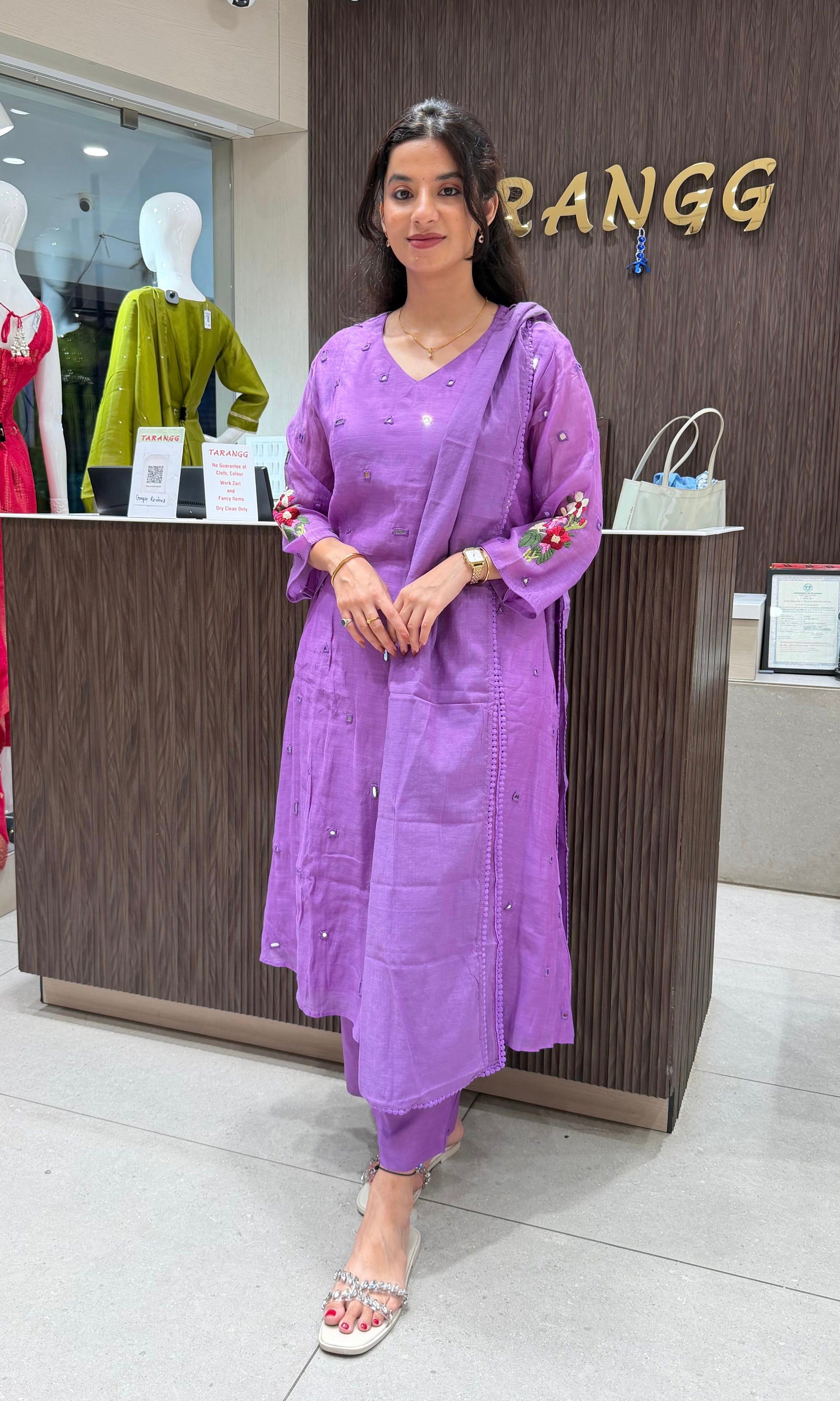 Purple Muslin Chikankari kurta set