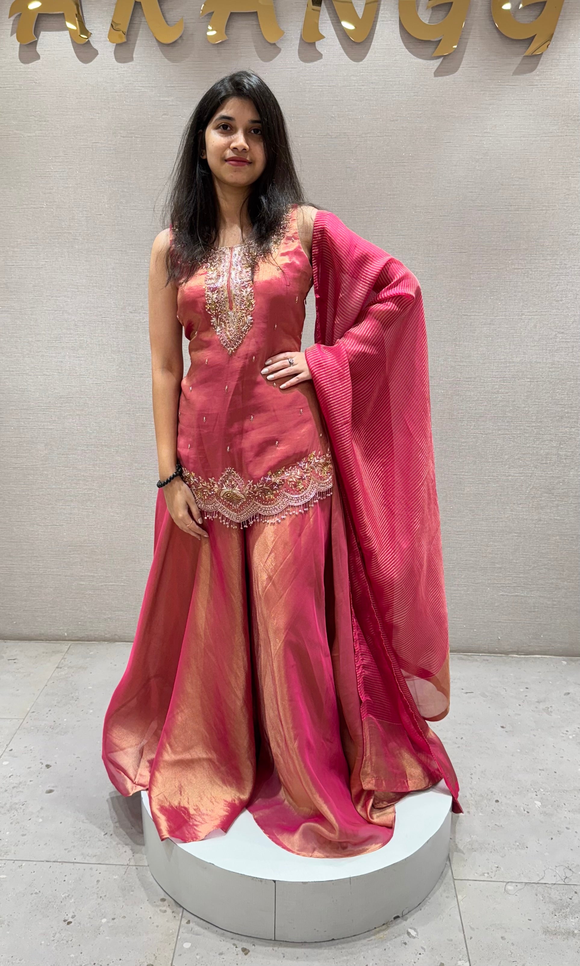 PINK EMBROIDERED SHARARA SET