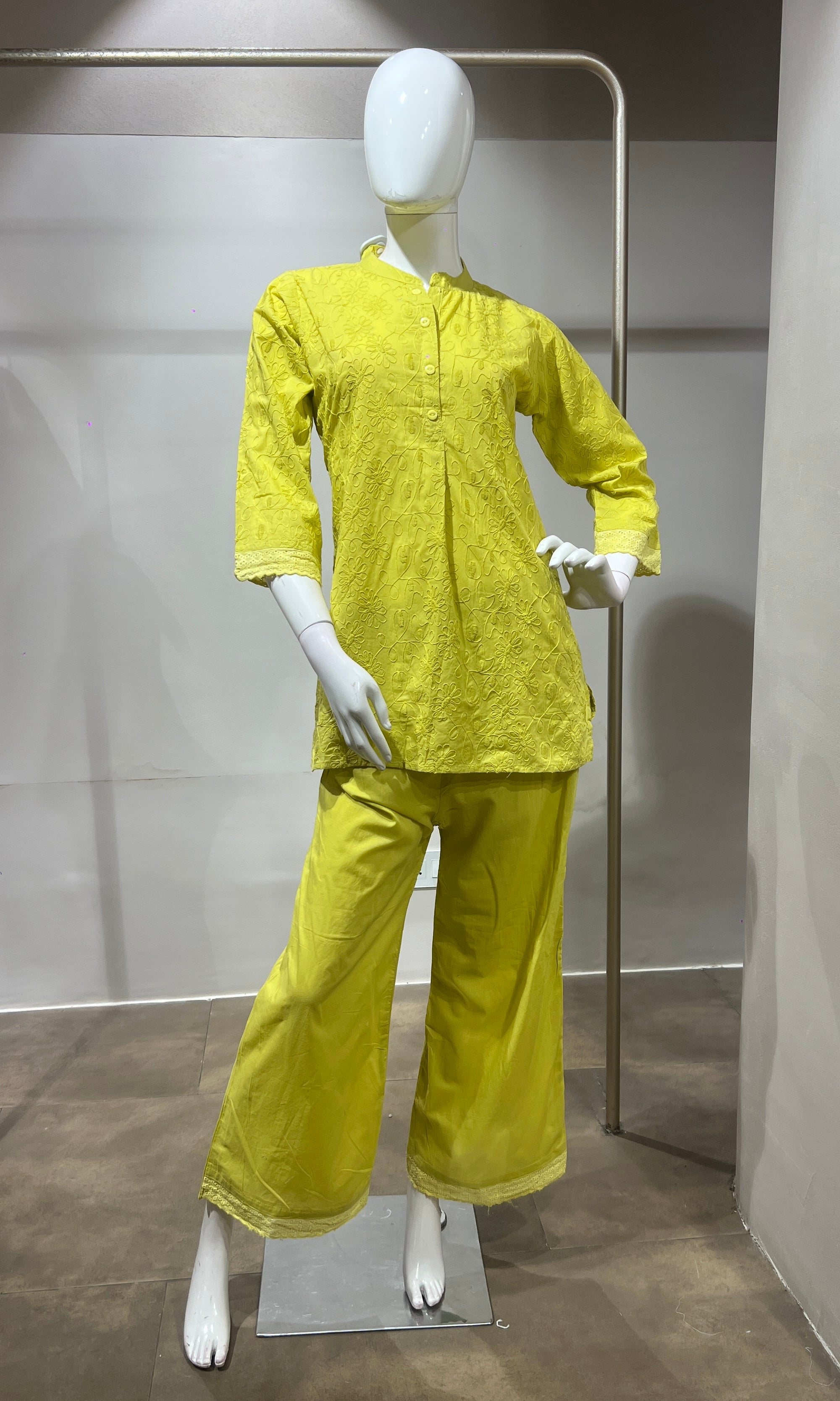 Mehandi Green Cotton Ethnic Co-ord Set