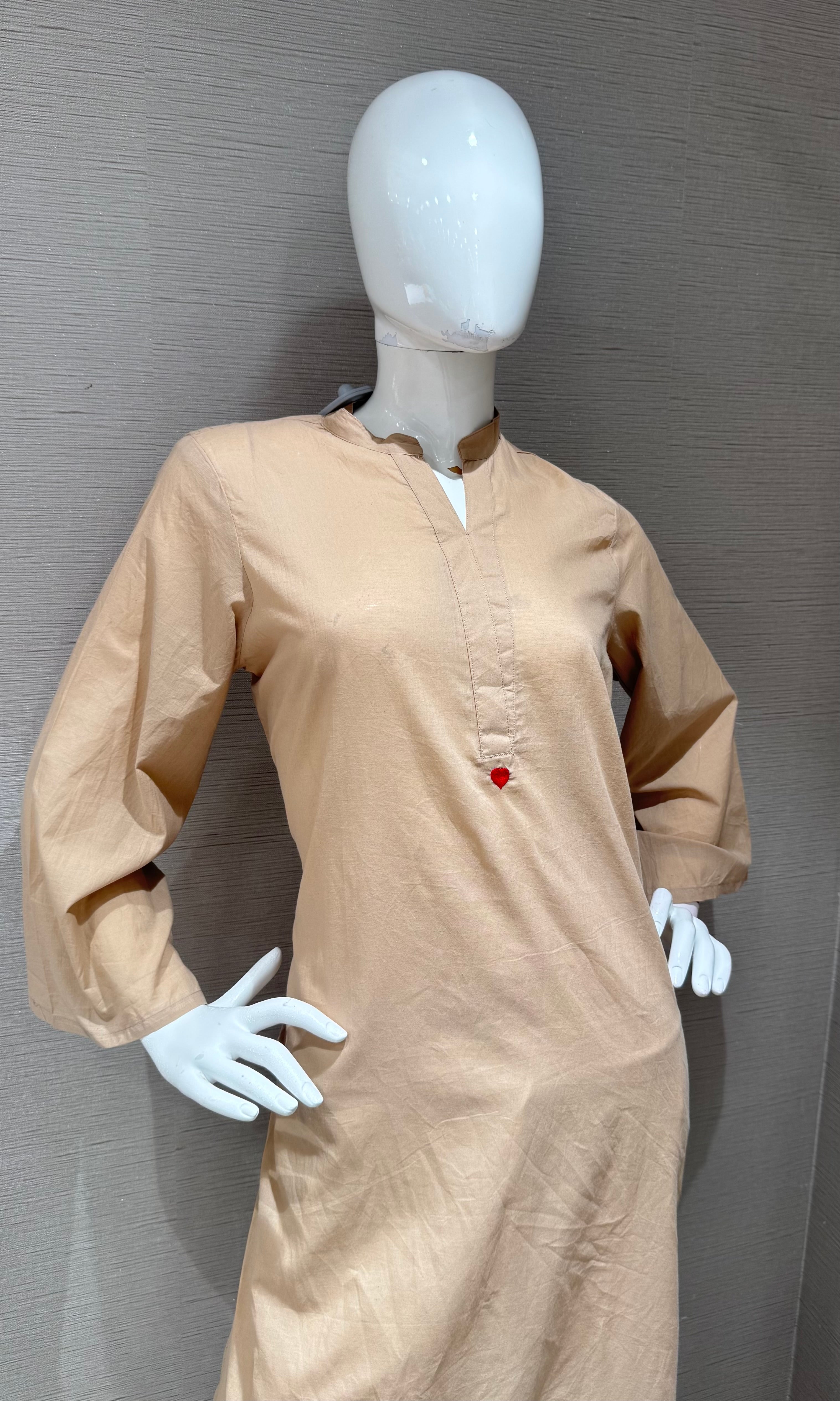 BEIGE CLASSIC KURTI WITH BOTTOM