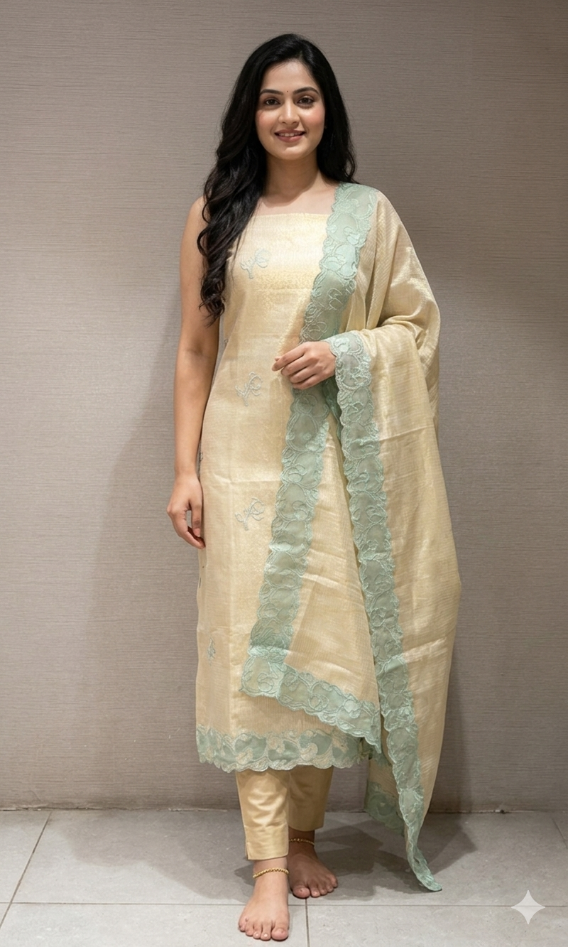 Light blue dress material