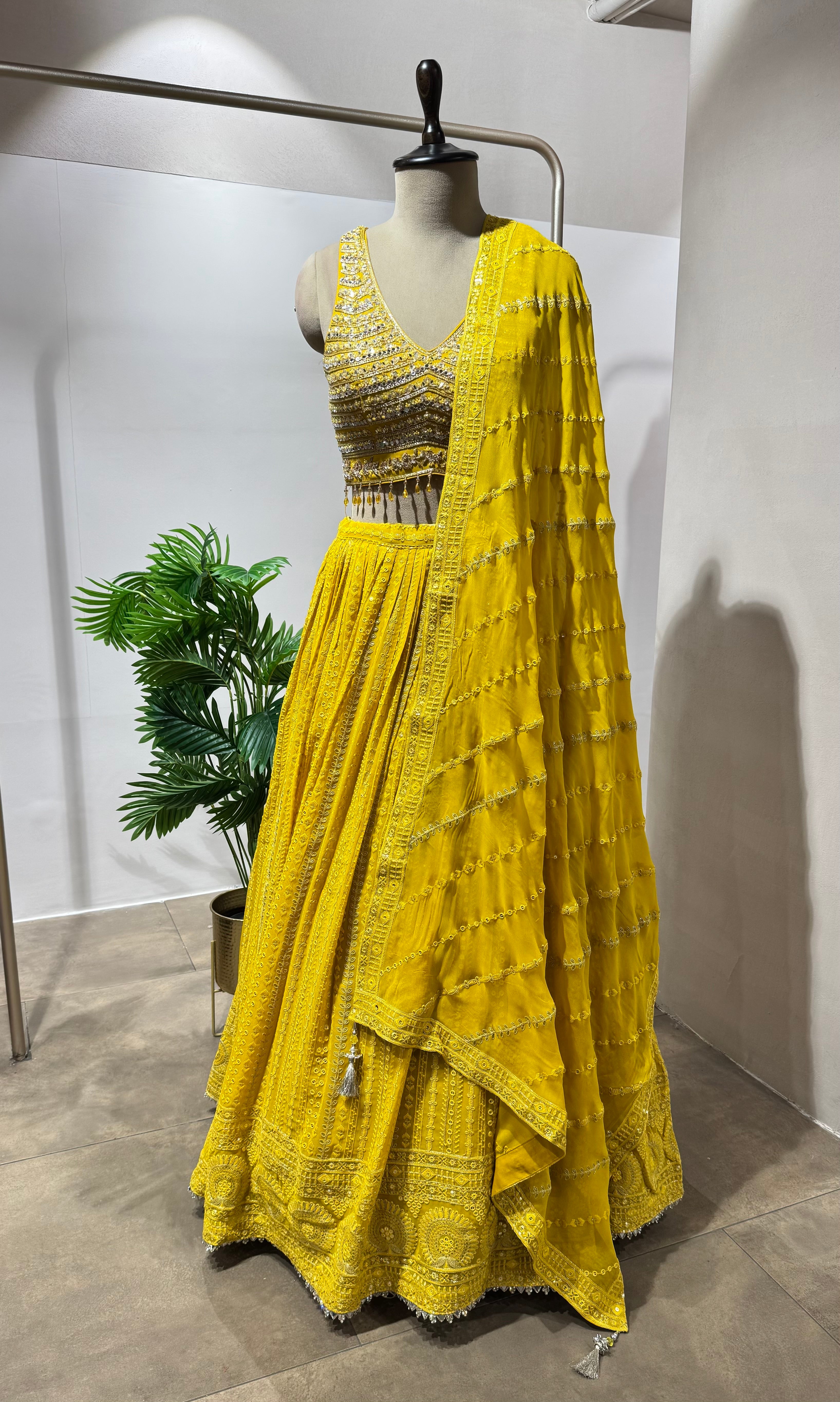 Sunshine Yellow Embroidered Lehenga