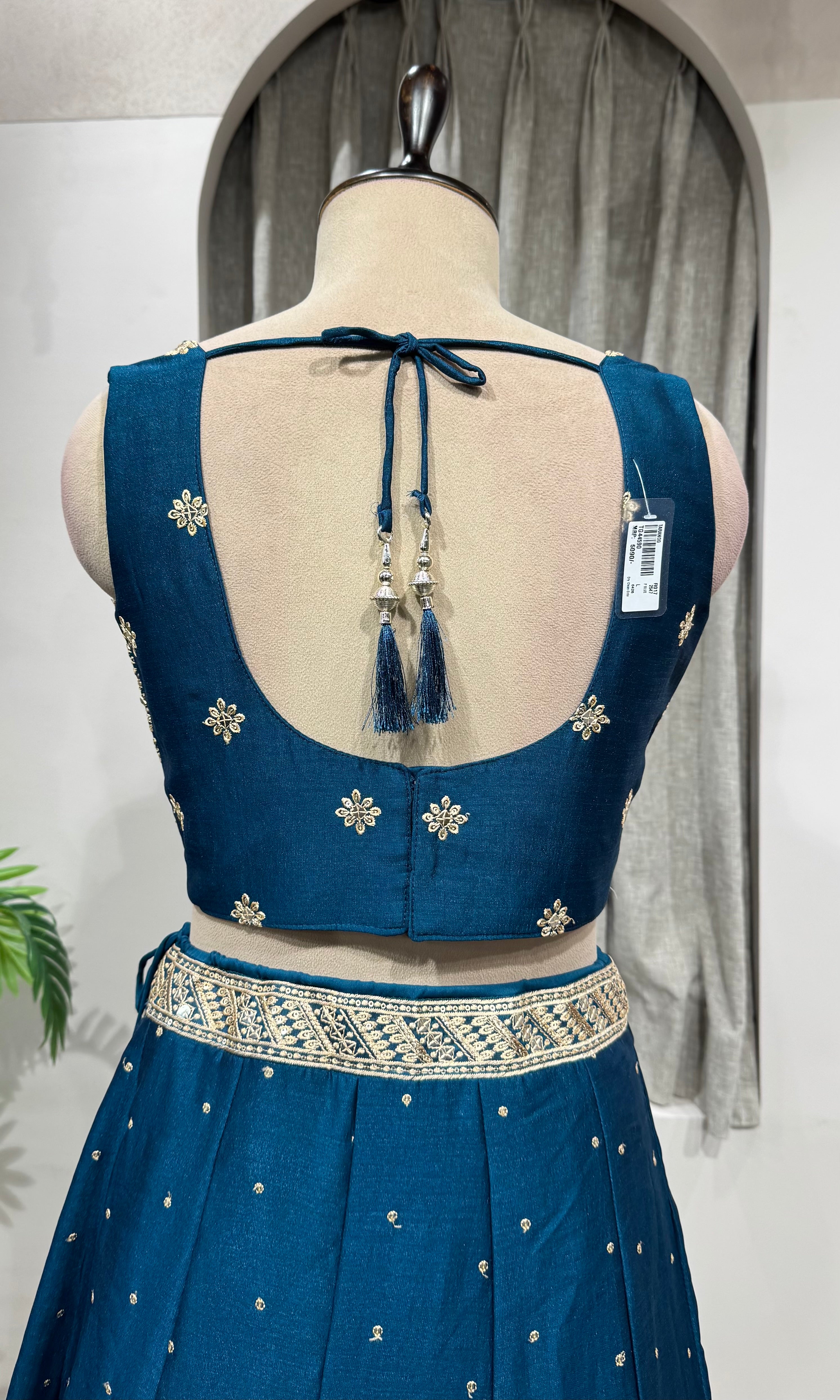 Peacock Blue Designer Lehenga set with Border