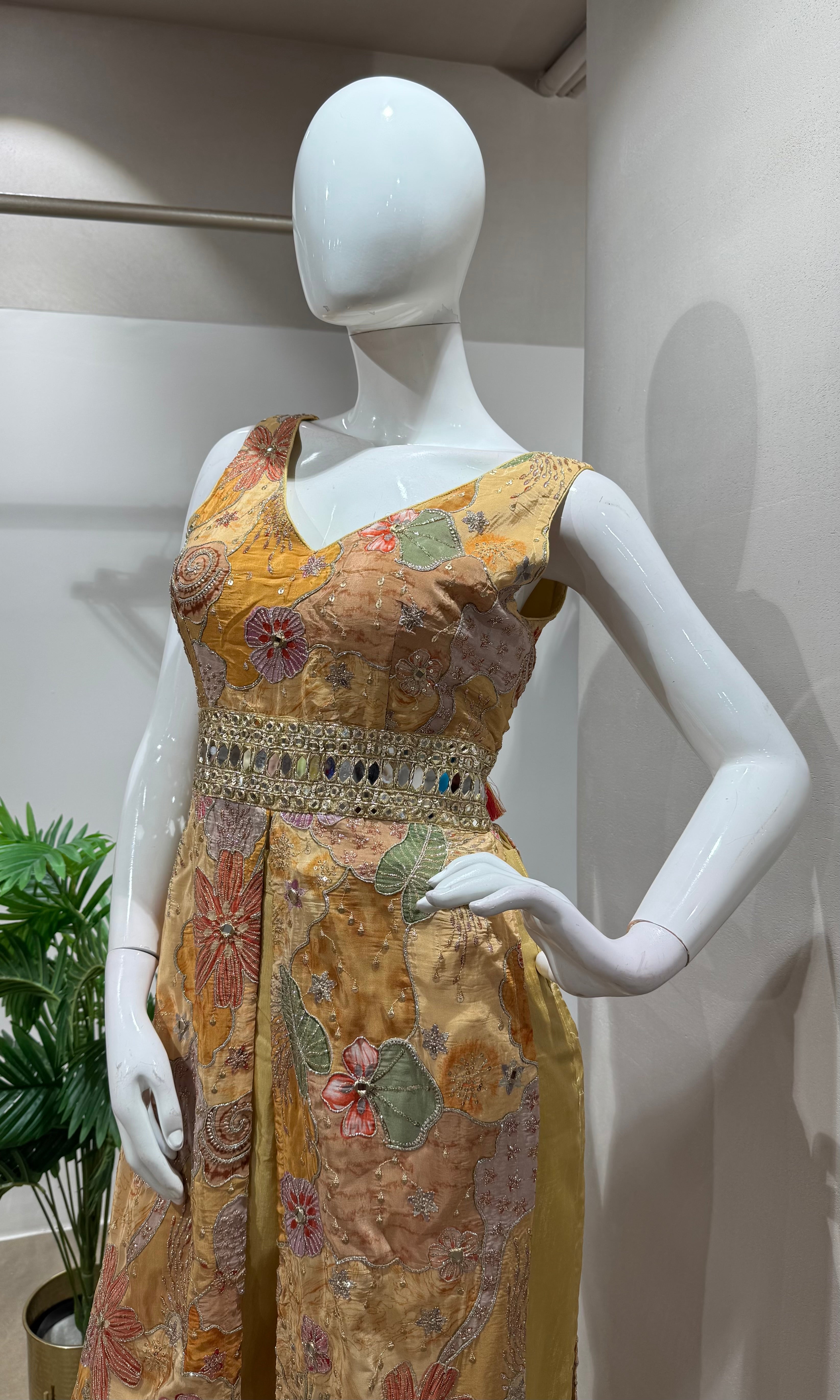 LIGHT YELLOW Georgette Shrug & Palazzo Set