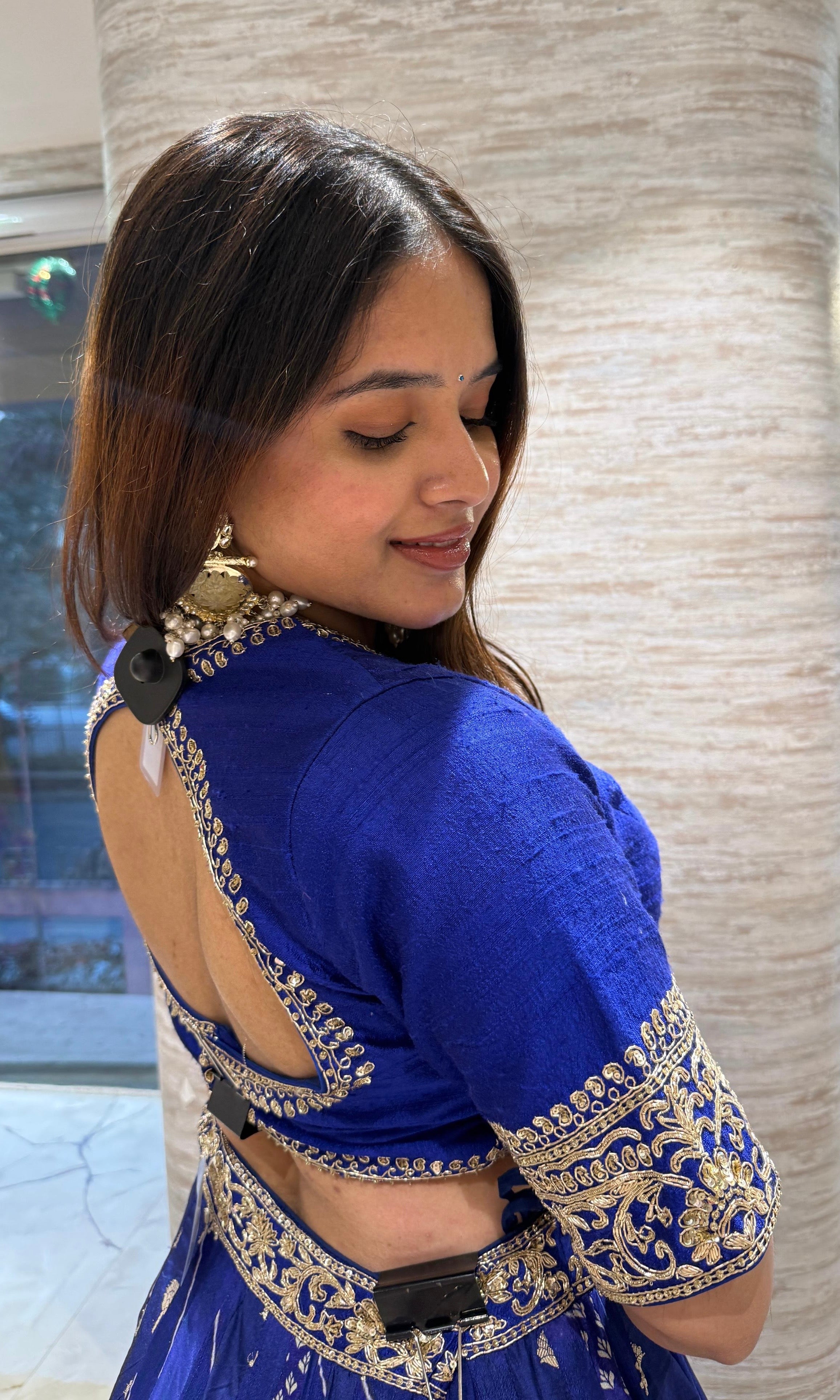 Blue golden embroidered Lehenga