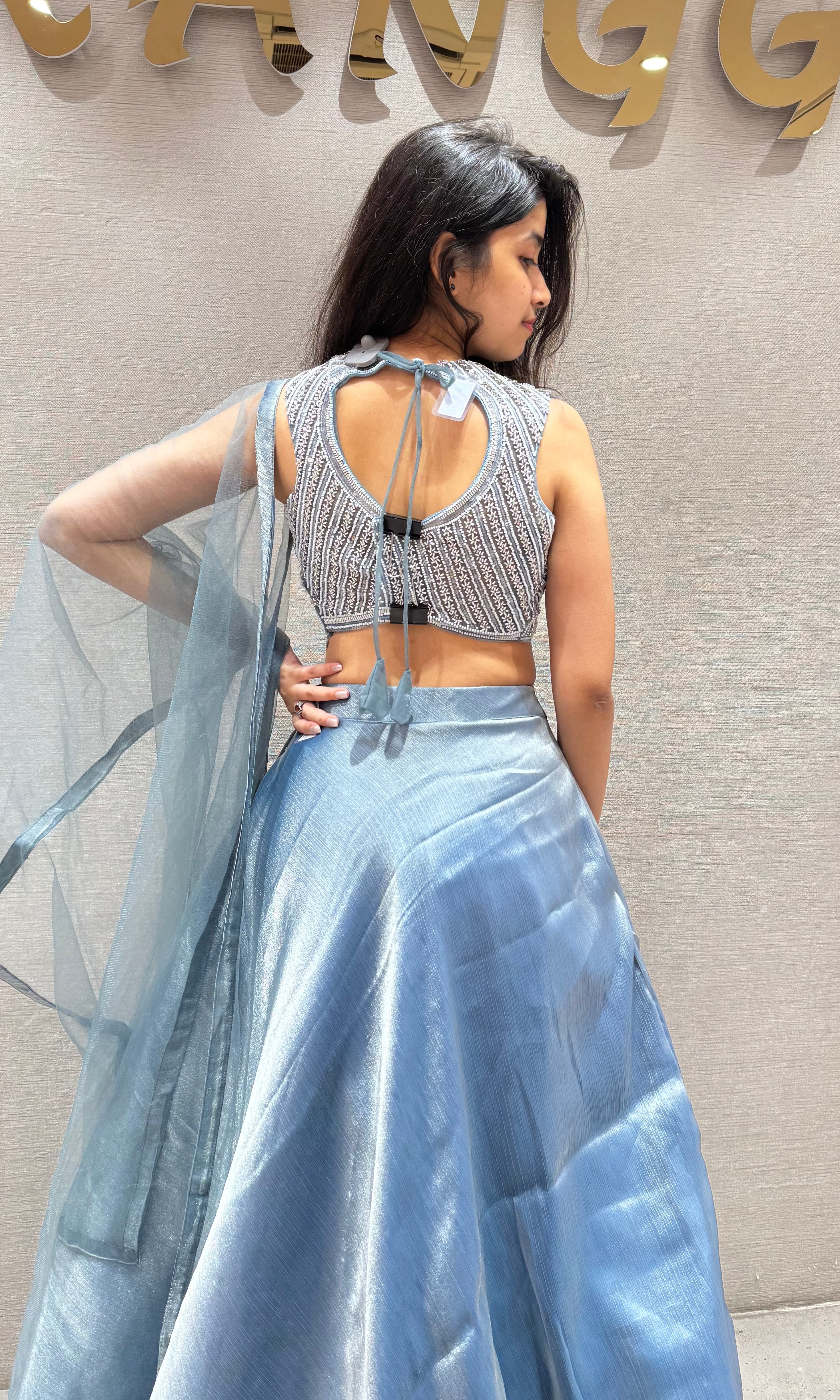 Blue Lehenga with corset blouse