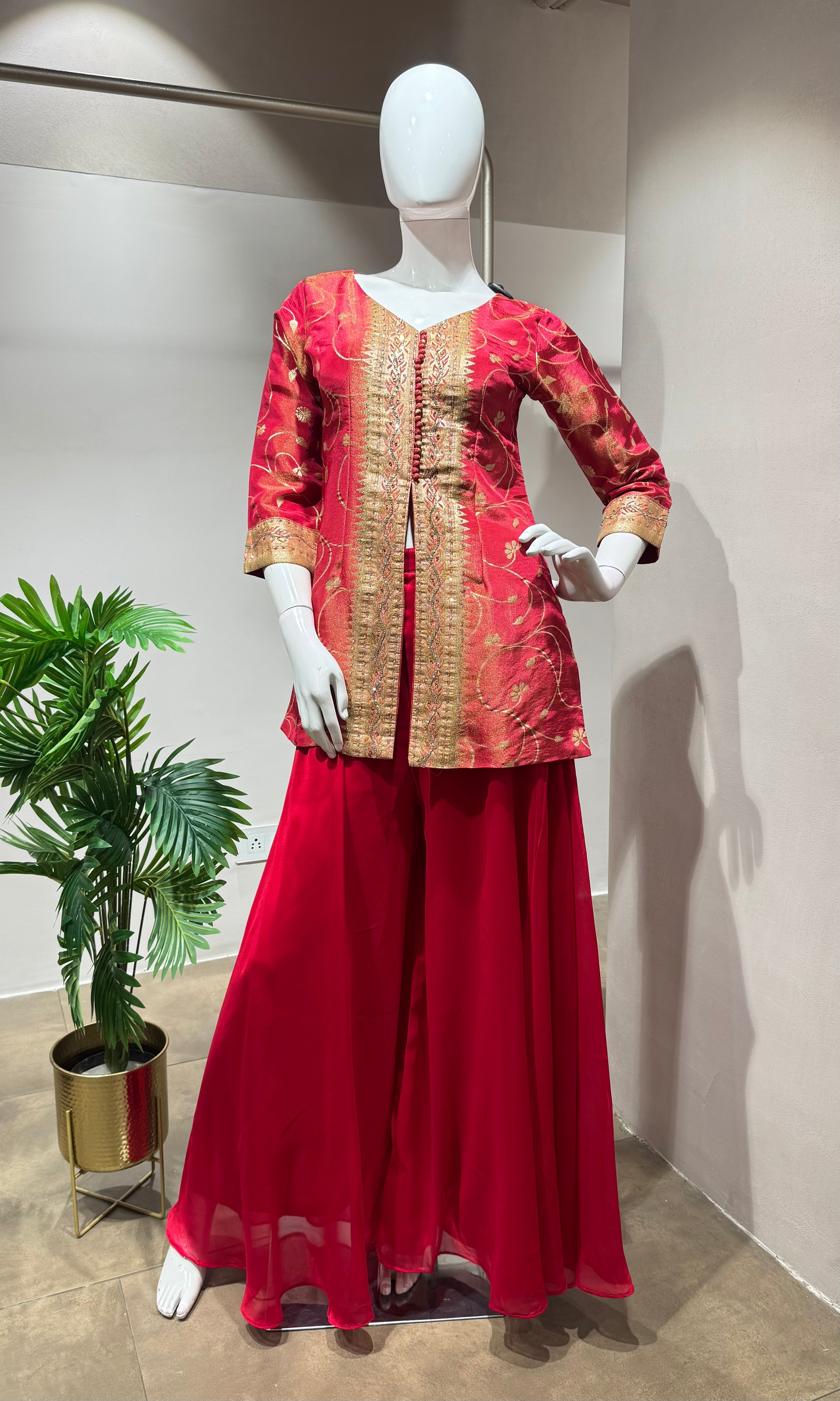 Tomato Red elegant palazoo set