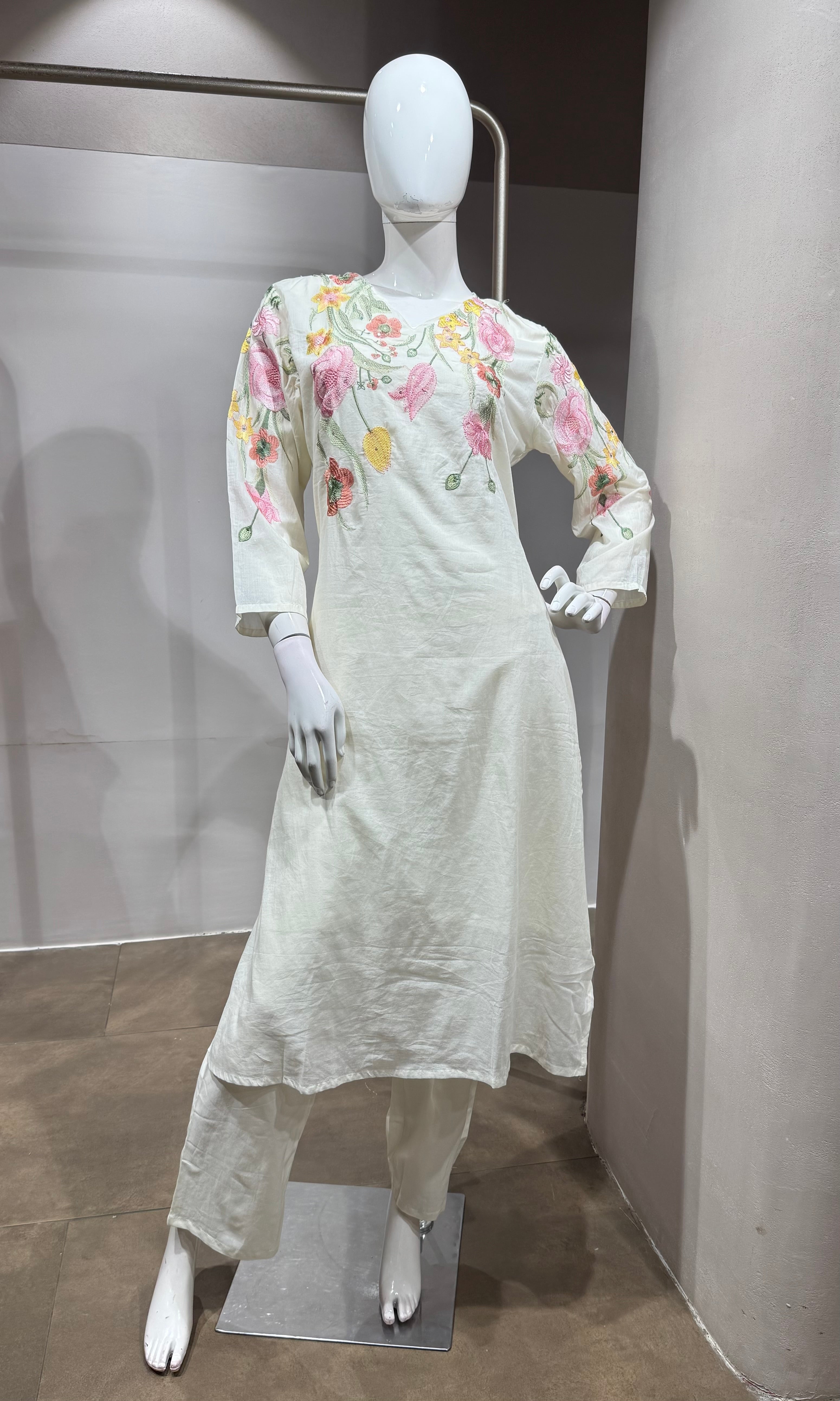 White Embroidered Kurta Set with Dupatta