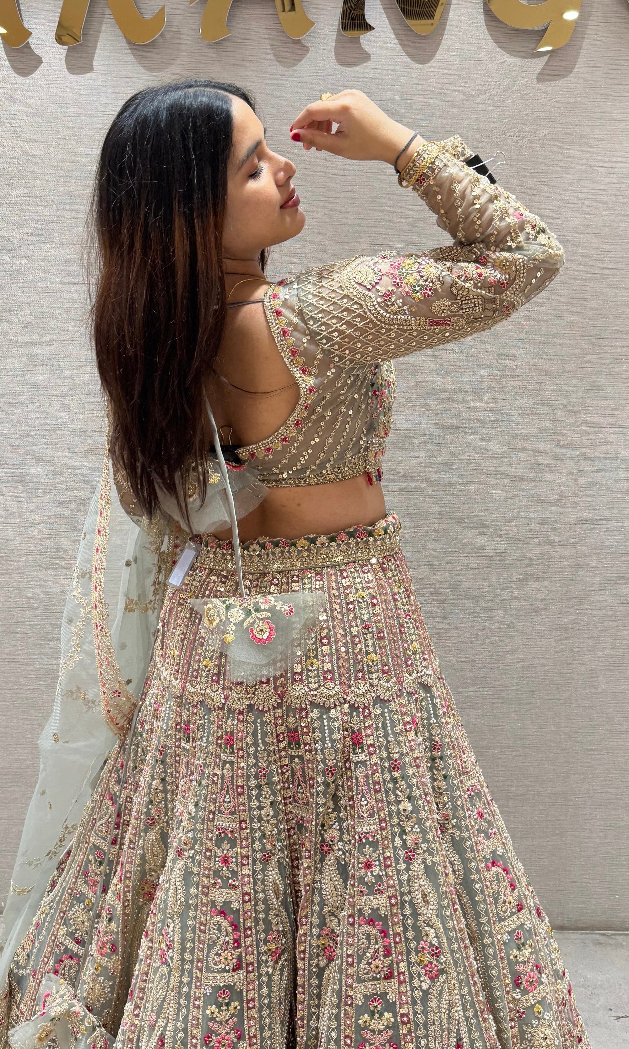 Green INTRICATE EMBROIDERED Lehenga