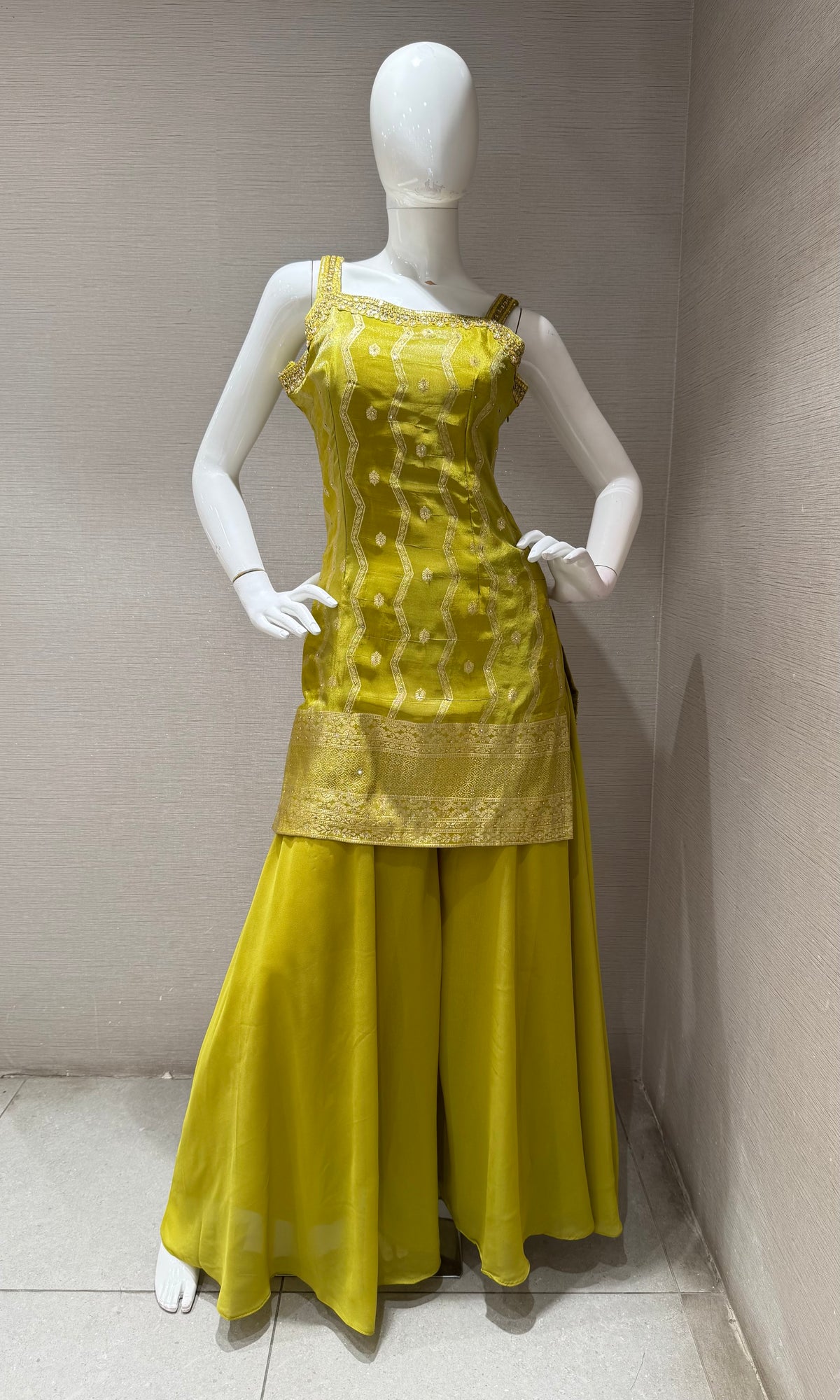 Mehendi Green Embellished Sharara Set with Dupatta