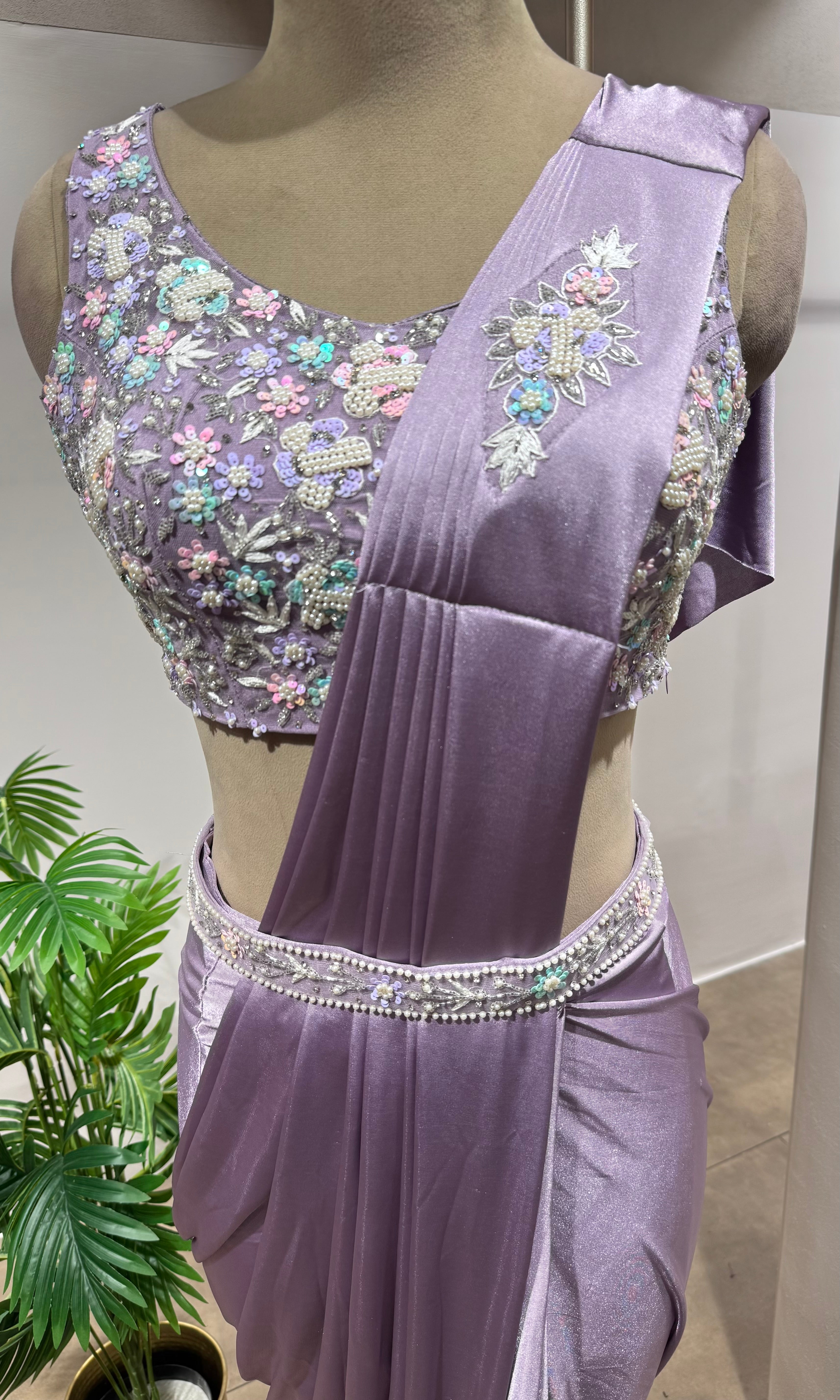 LAVENDER DRAPE SAREE WITH BLOUSE