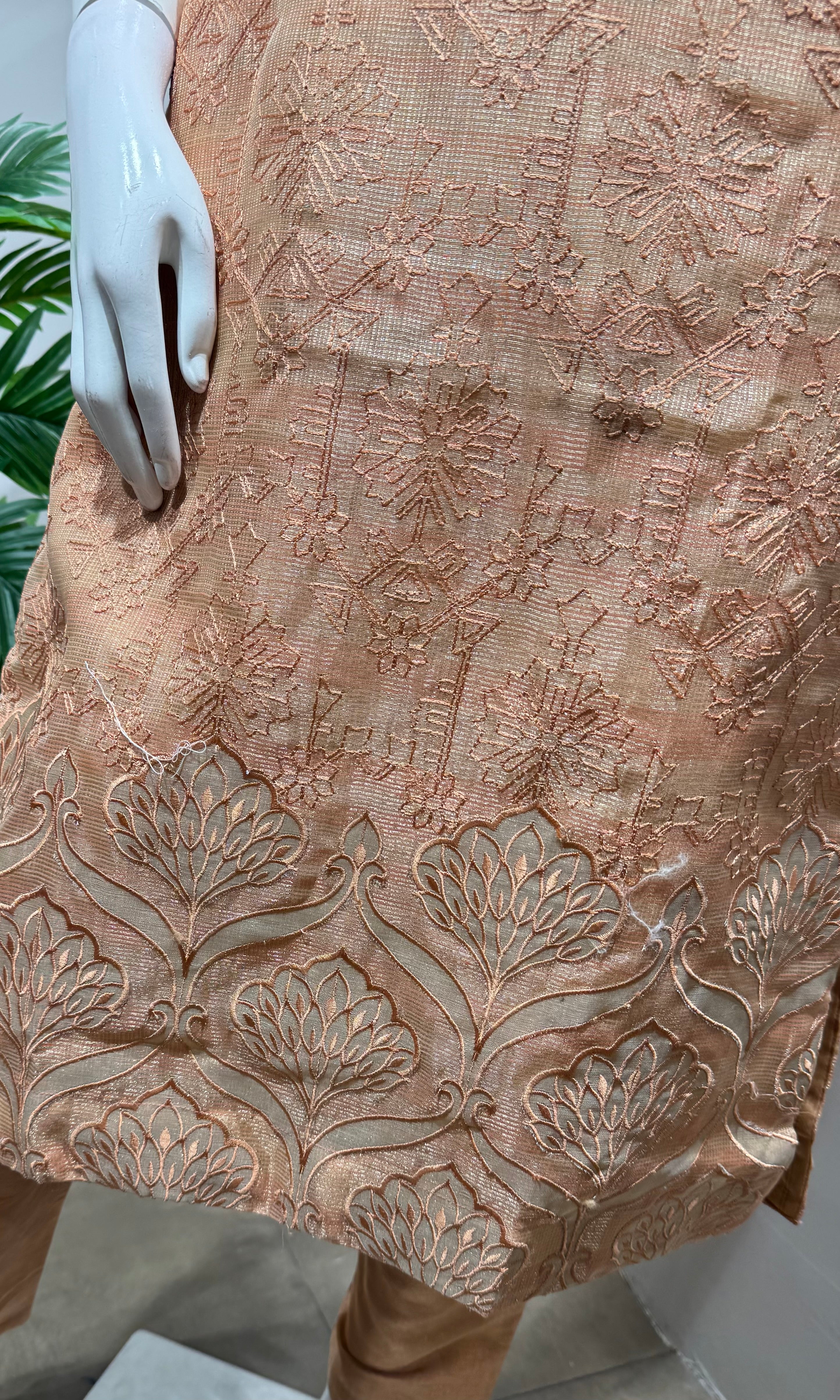 Peach Shimmer Tissue Suit with DUPATTA