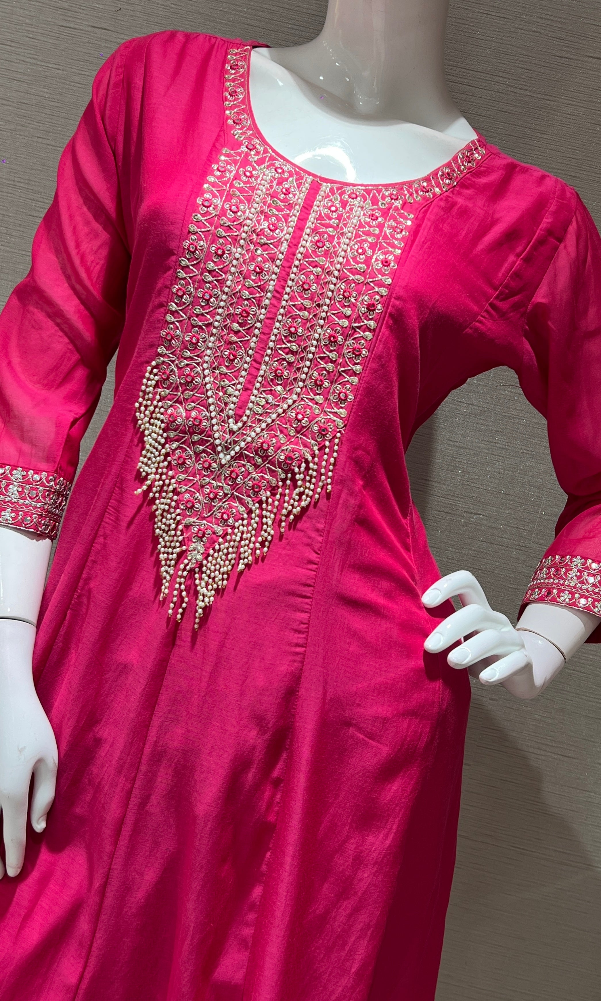 Rani pink EMBROIDERED kurta set