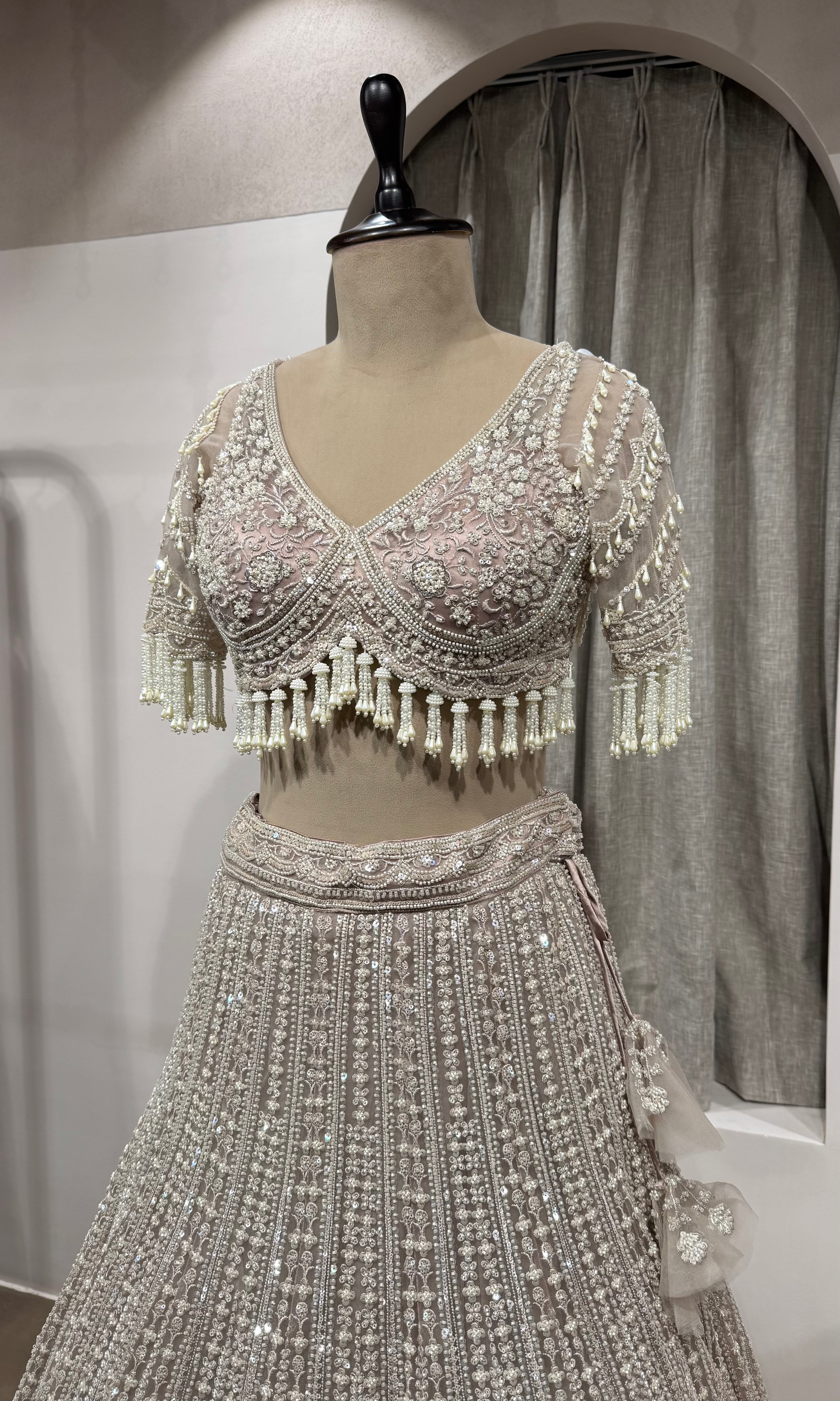 Grey Silver heavy designer bridal lehenga