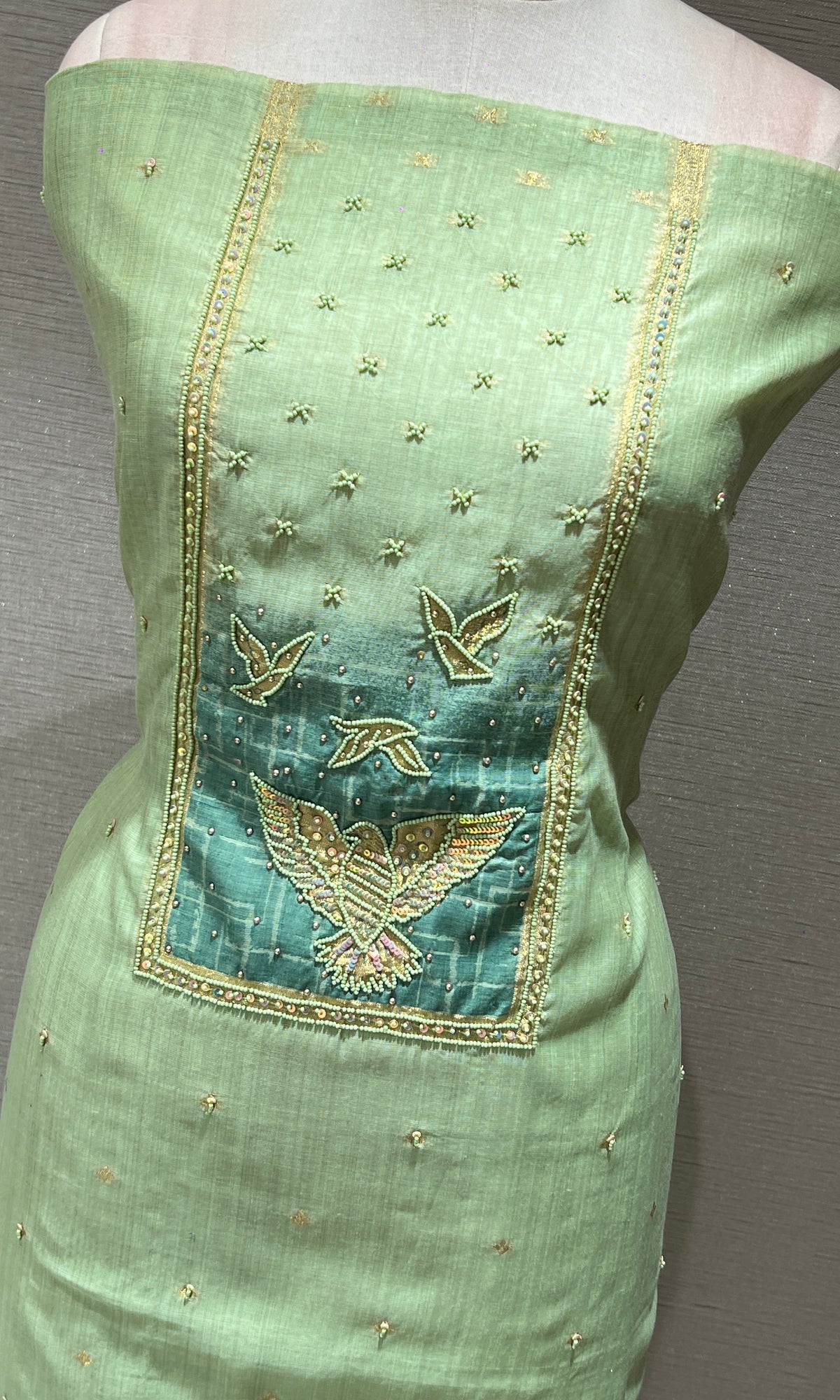 Green dress material