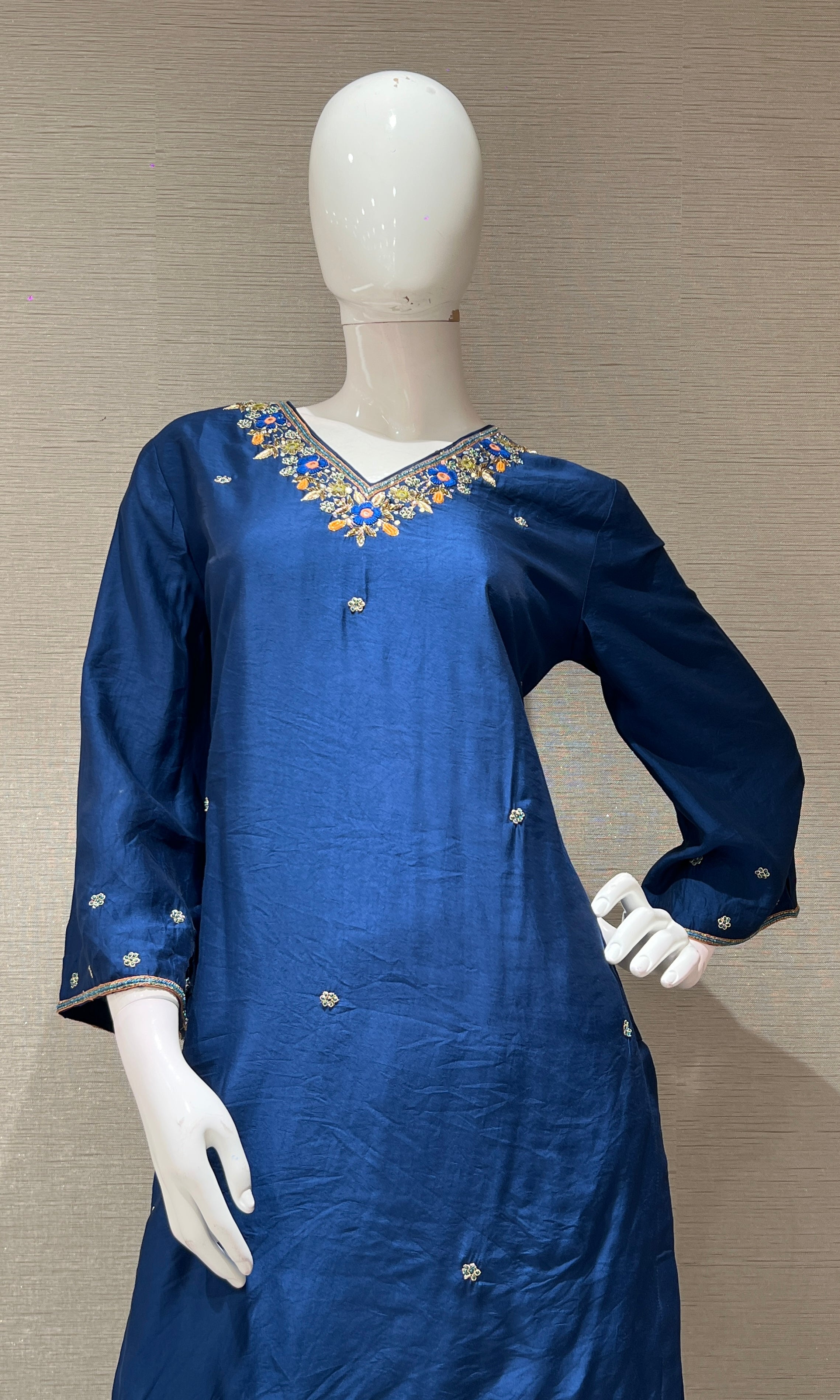 NAVY BLUE KURTA SET WITH PALAZZO PANTS