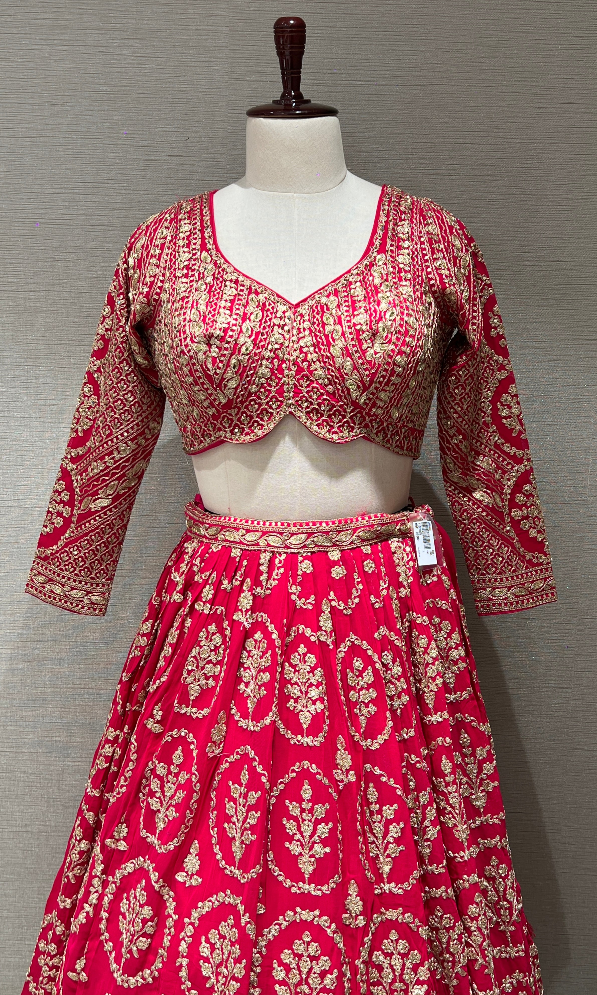 Pink Lehenga with zari and sequin gold embroidery
