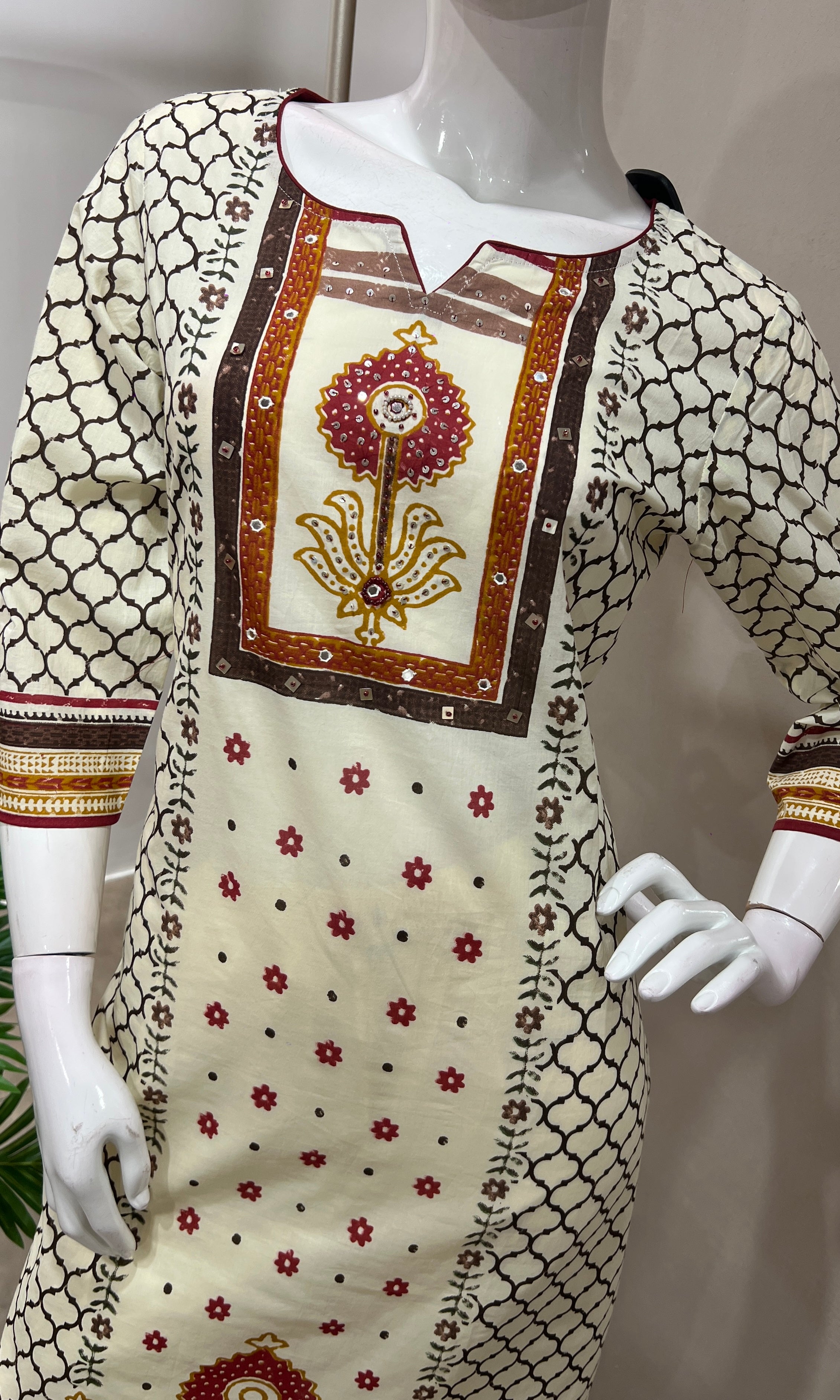 Red ETHNIC PRINTED kurta set