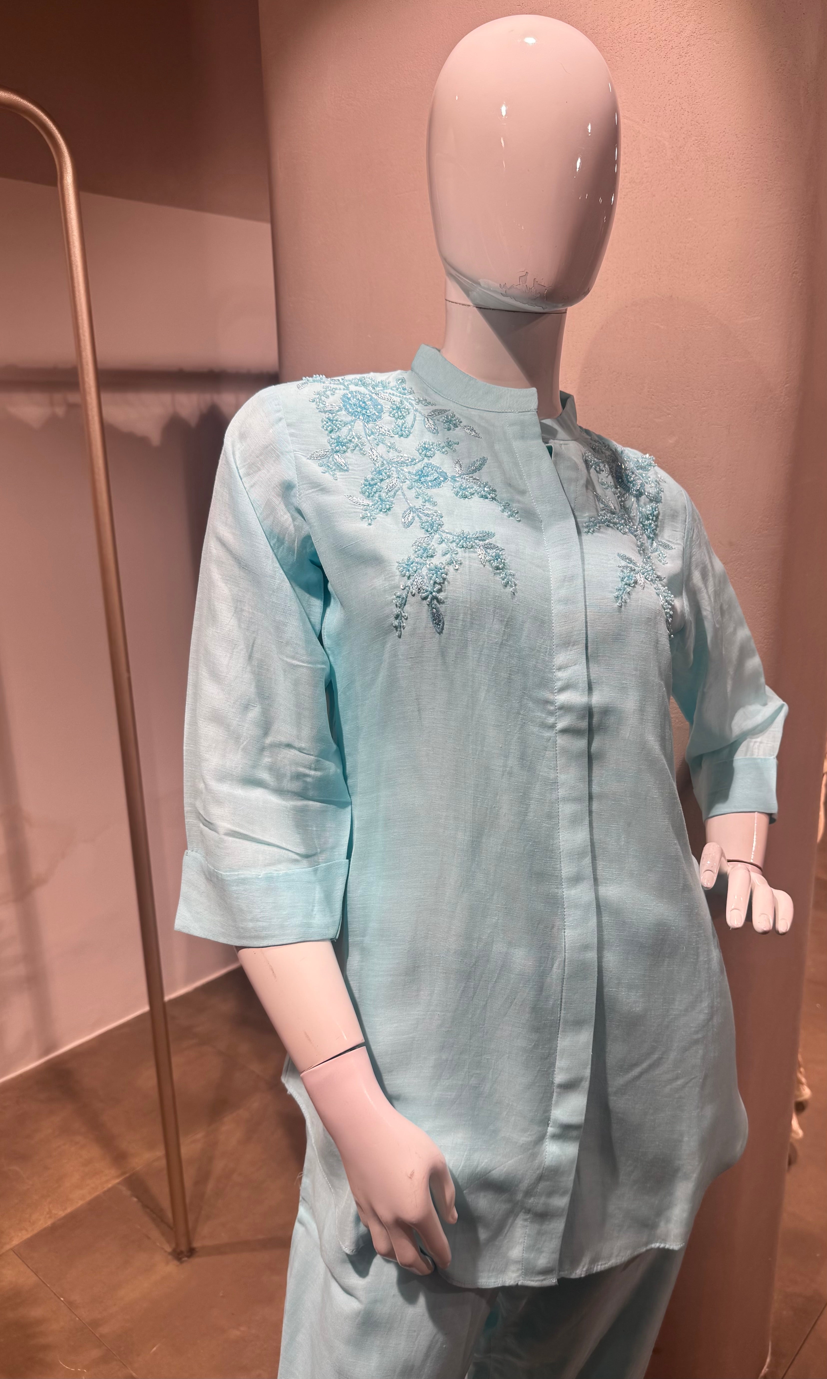 Blue Embroidered Co-ord Set