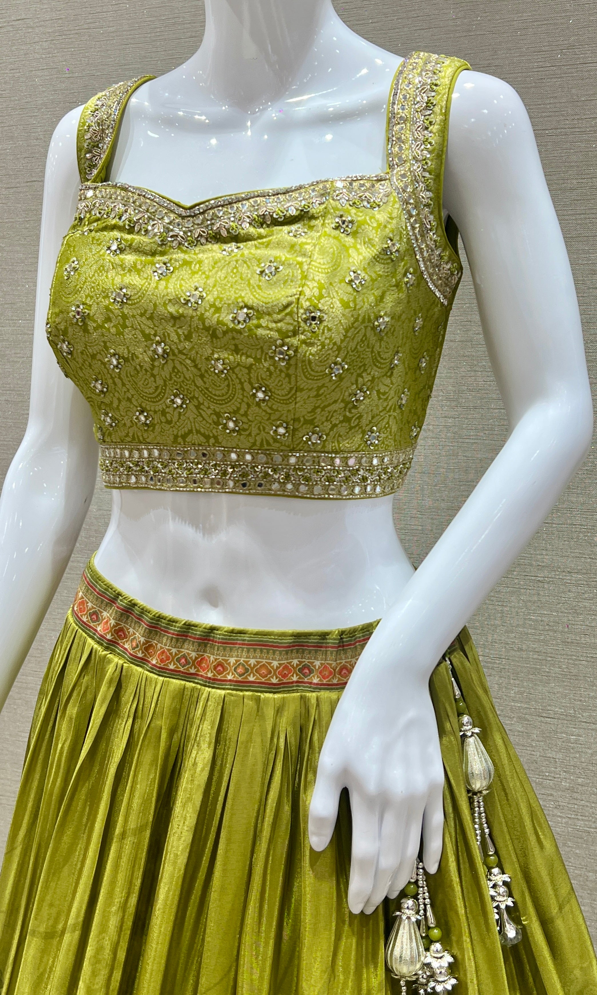 Gulzar Olive Lehenga Set