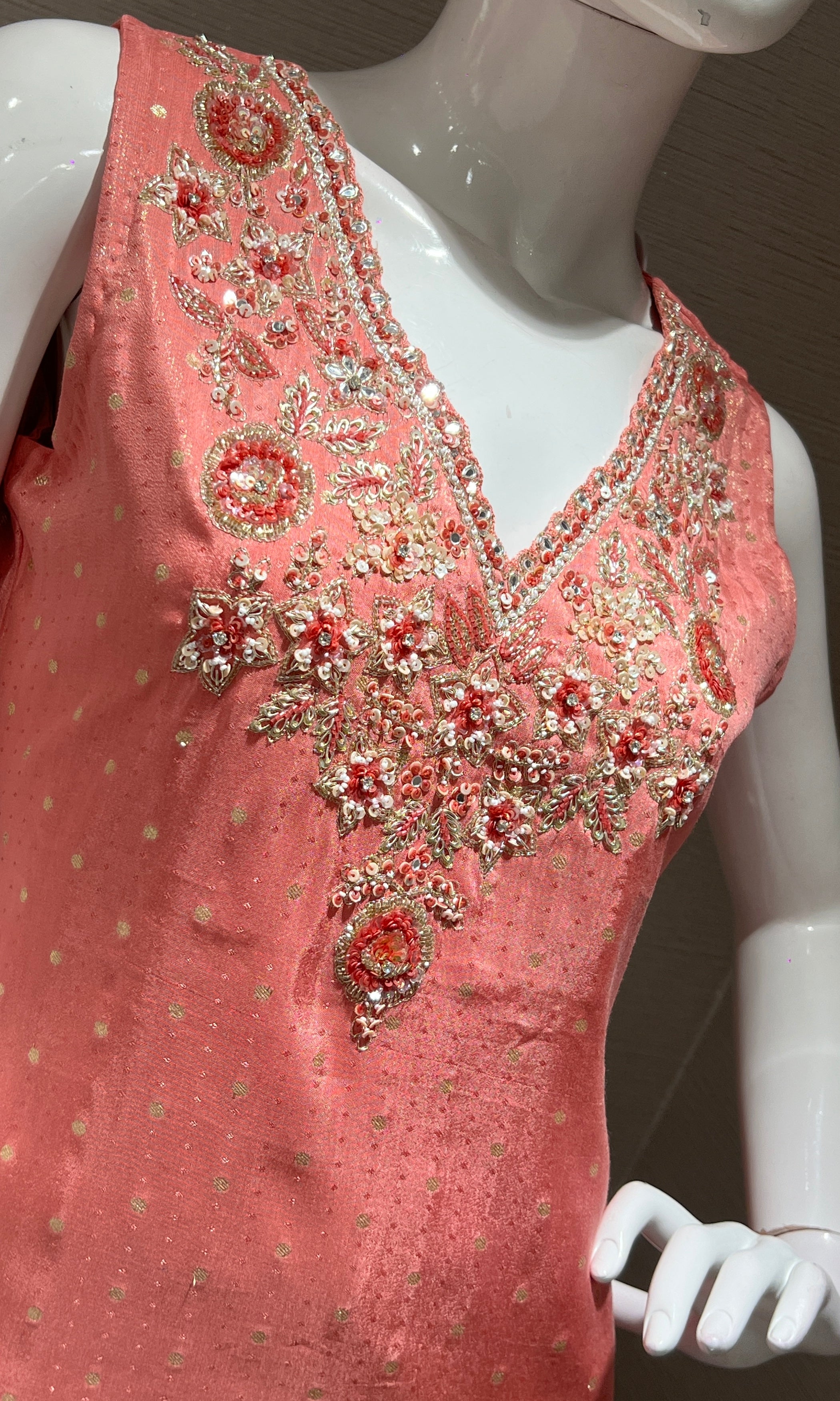 Rose Pink Short Kurti Embroidered Palazzo Set